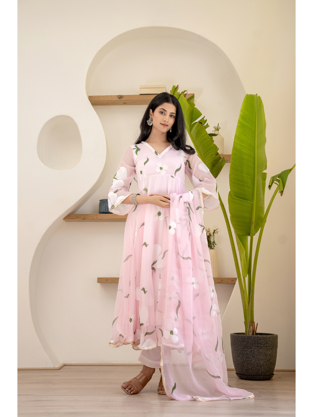 Baby Pink Suit Set Hand Paint