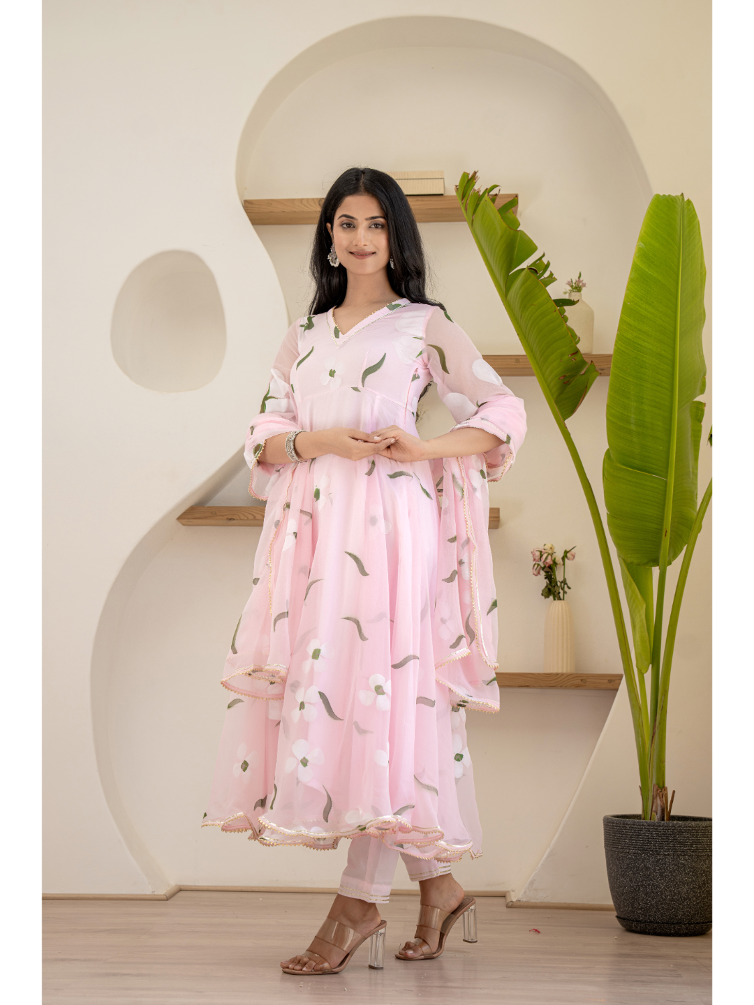 Baby Pink Suit Set Hand Paint