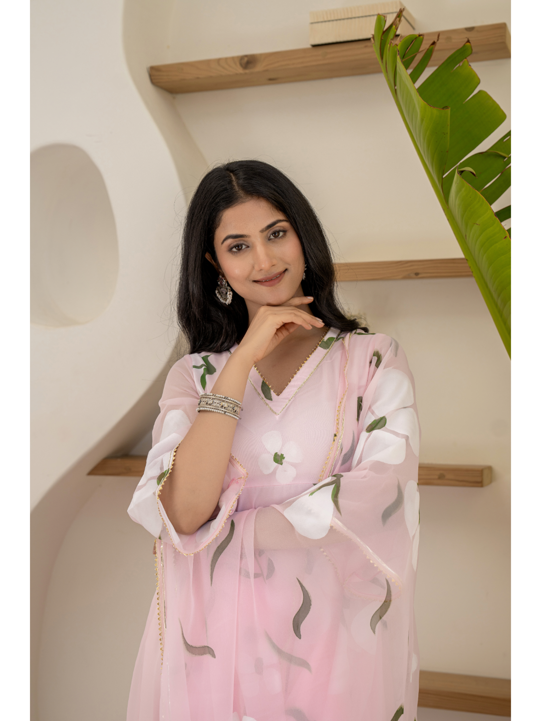 Baby Pink Suit Set Hand Paint