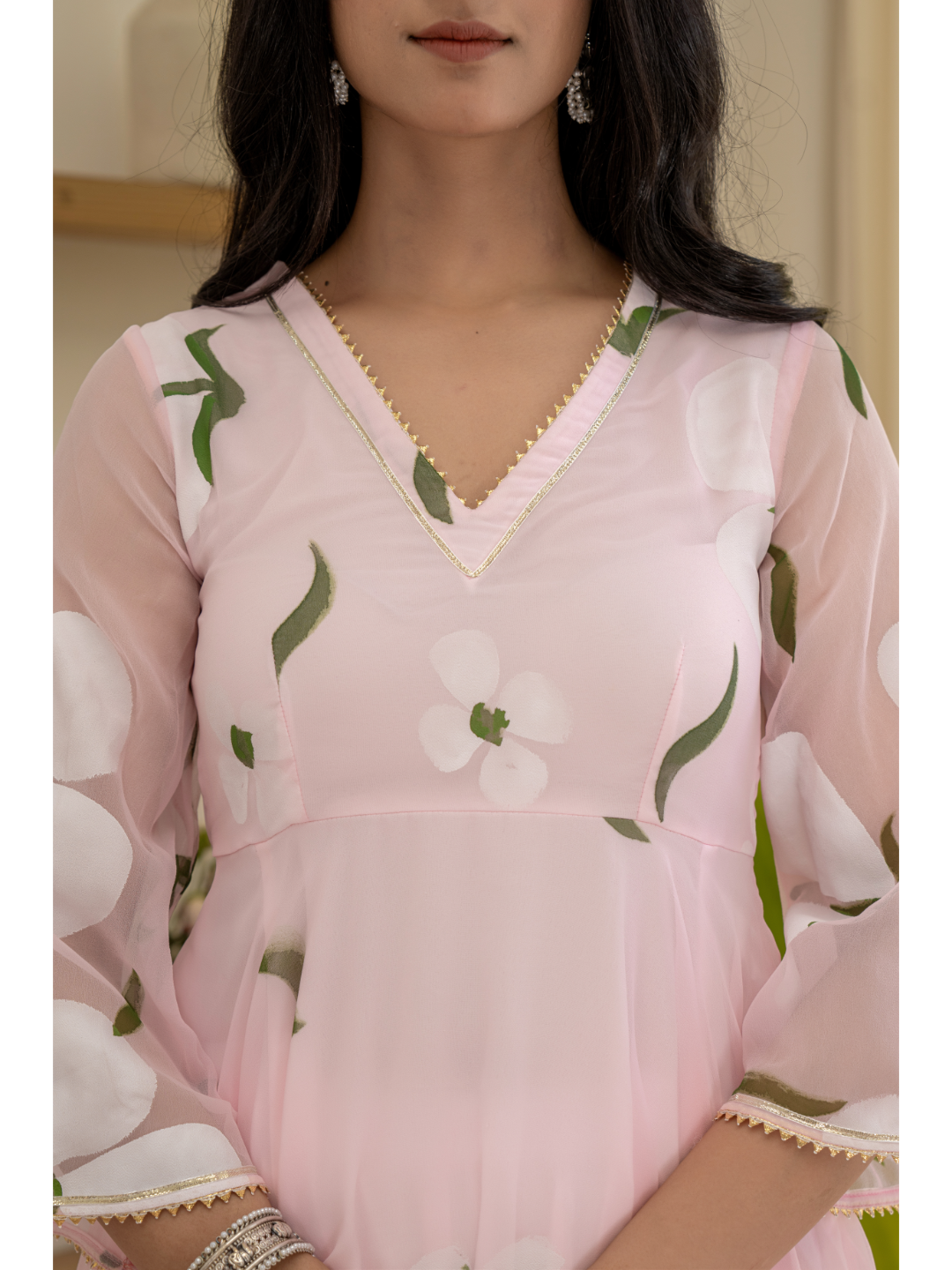 Baby Pink Suit Set Hand Paint