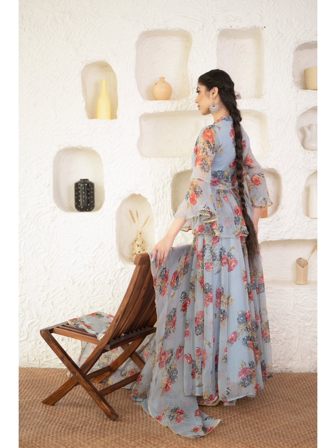 Grey Digital Print Lehnga Set