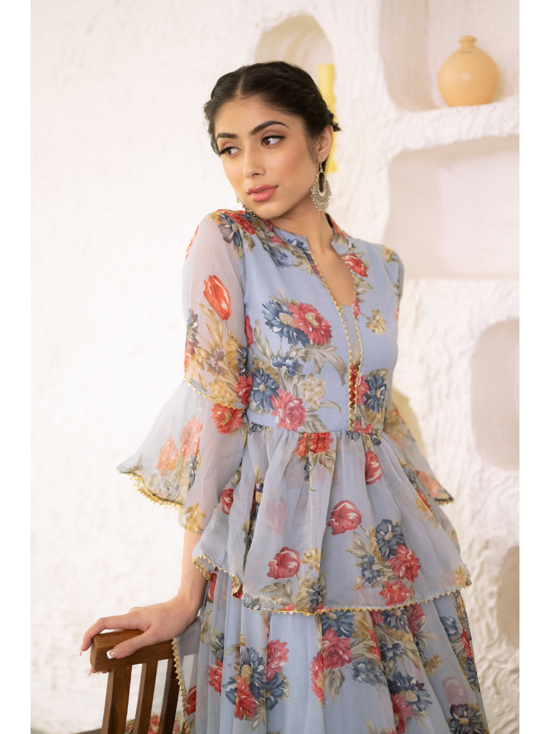 Grey Digital Print Lehnga Set