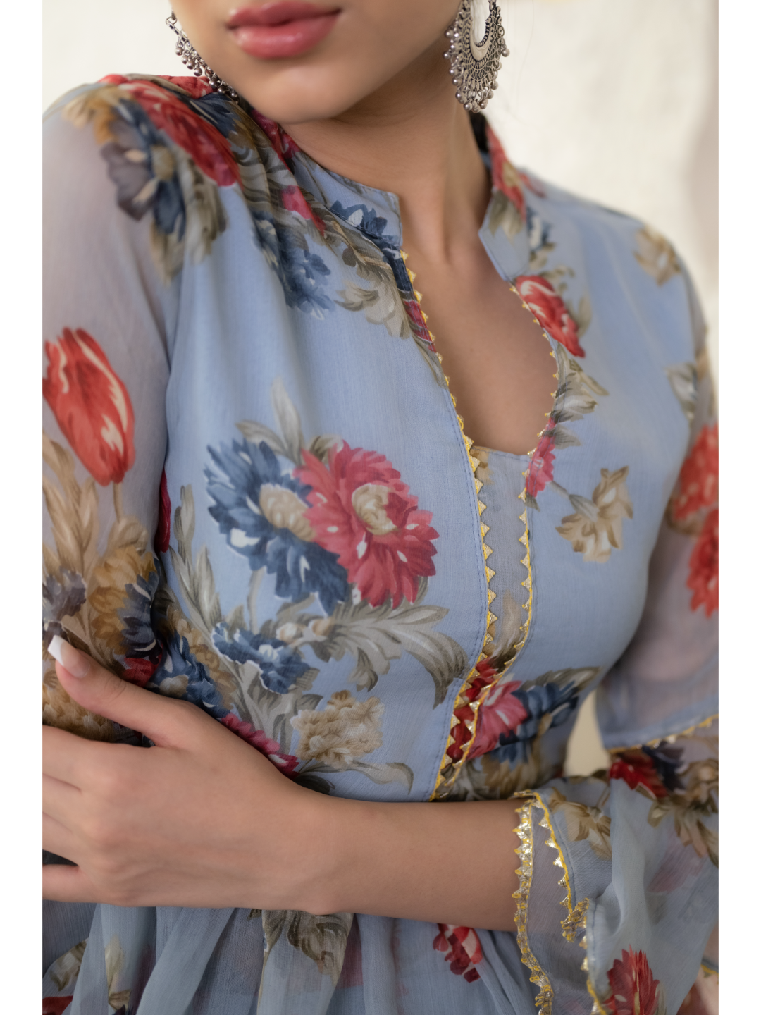 Grey Digital Print Lehnga Set