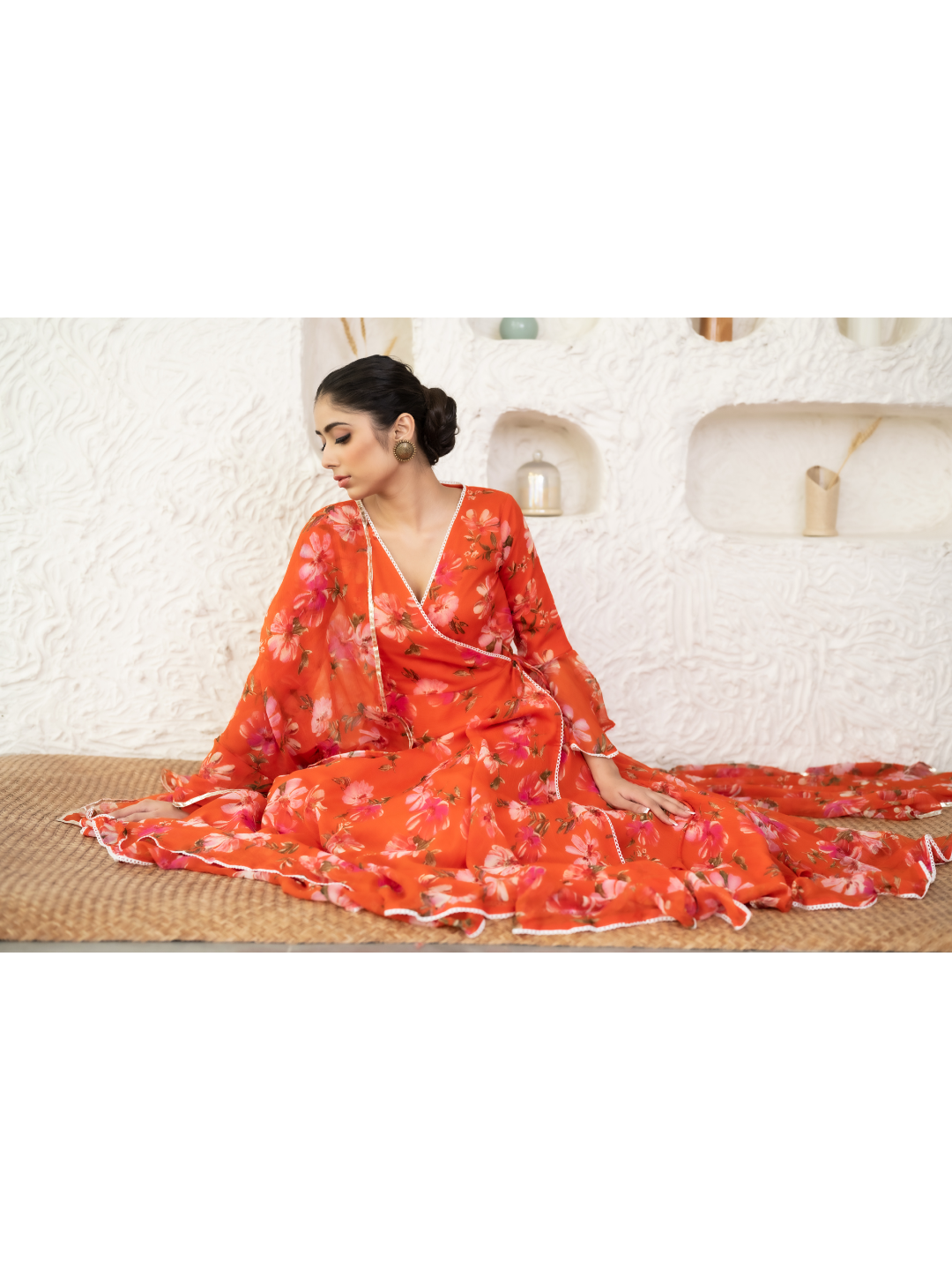 Orange Angarkha Dress