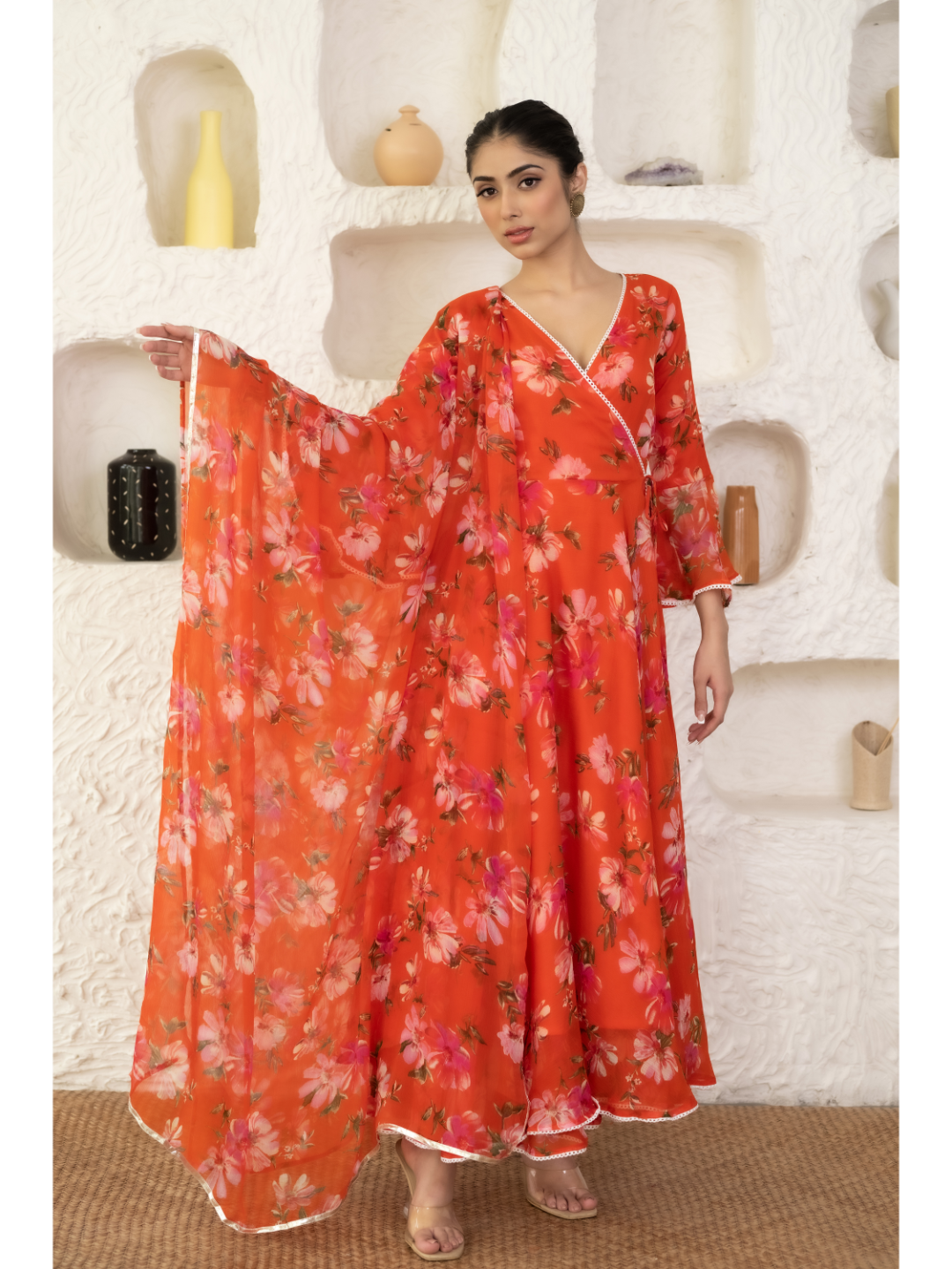 Orange Angarkha Dress