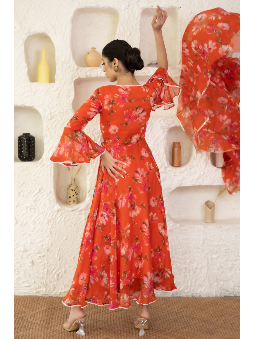 Orange Angarkha Dress