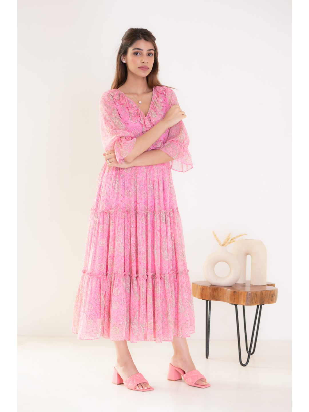 Baby-Pink Angarkha Dress