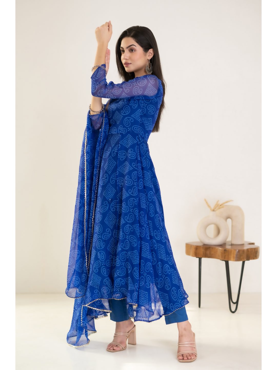 blue bandhani dress Dripping elegance in this blue Bandhani mirror work dress A perfect blend of tradition and sophistication! #BandhaniMagic , Search ID: 1663, #MirrorWorkGlam #EthnicChic #TimelessElegance