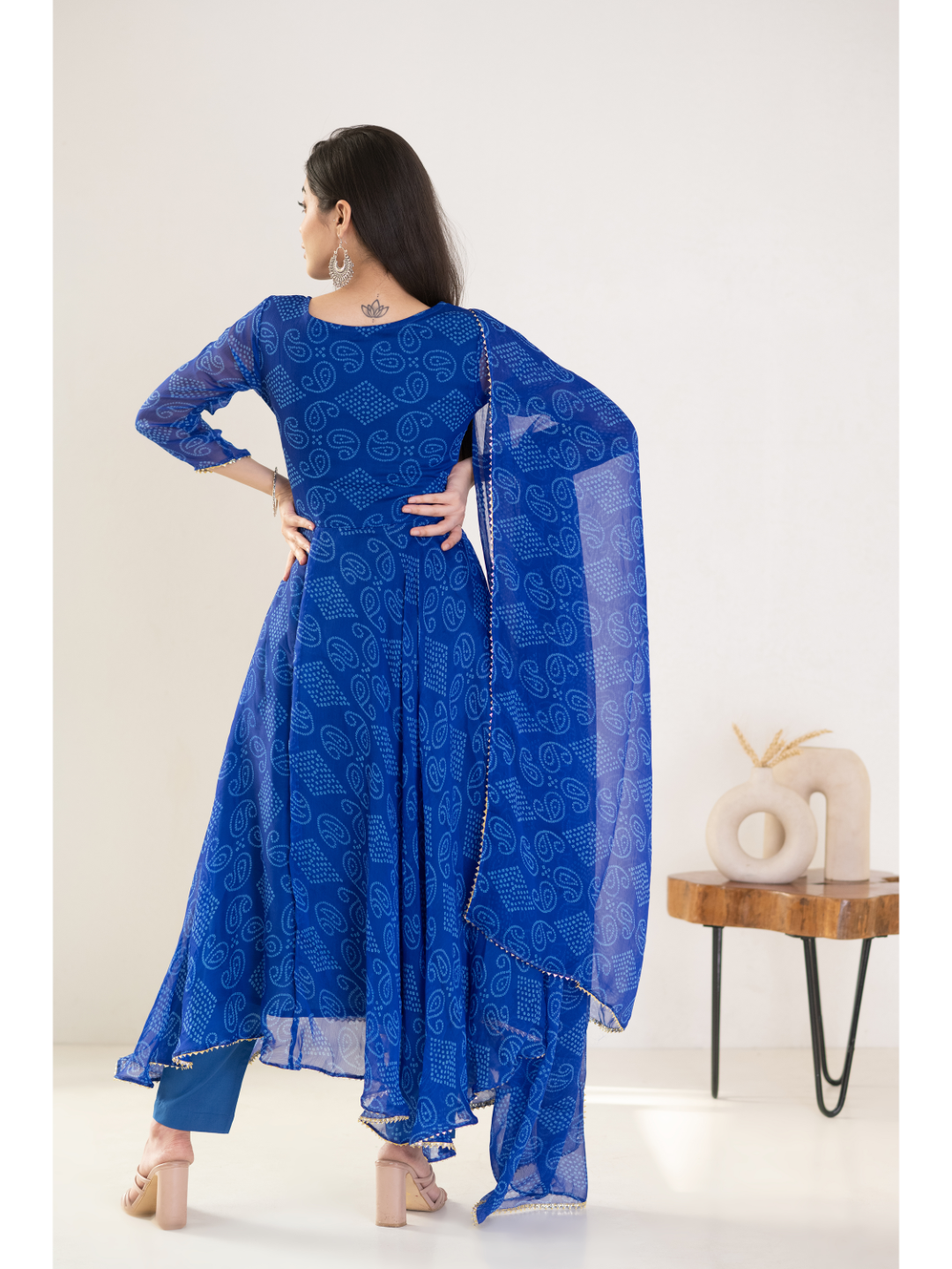 Blue Bandhani Suit Set