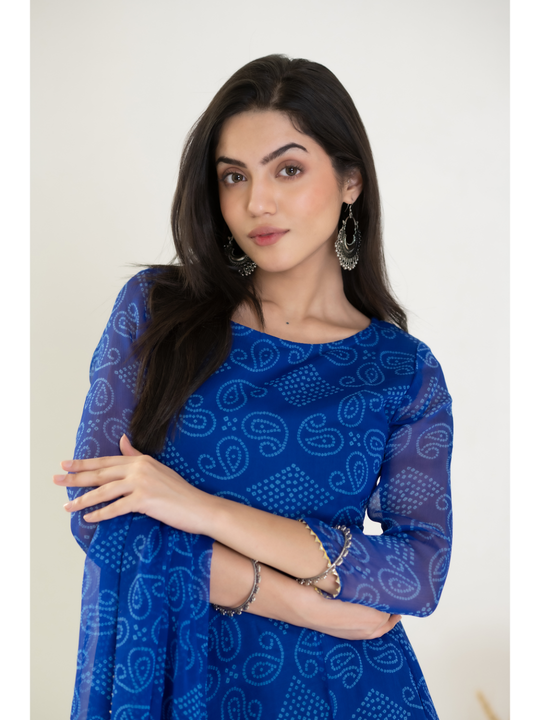 Blue Bandhani Suit Set
