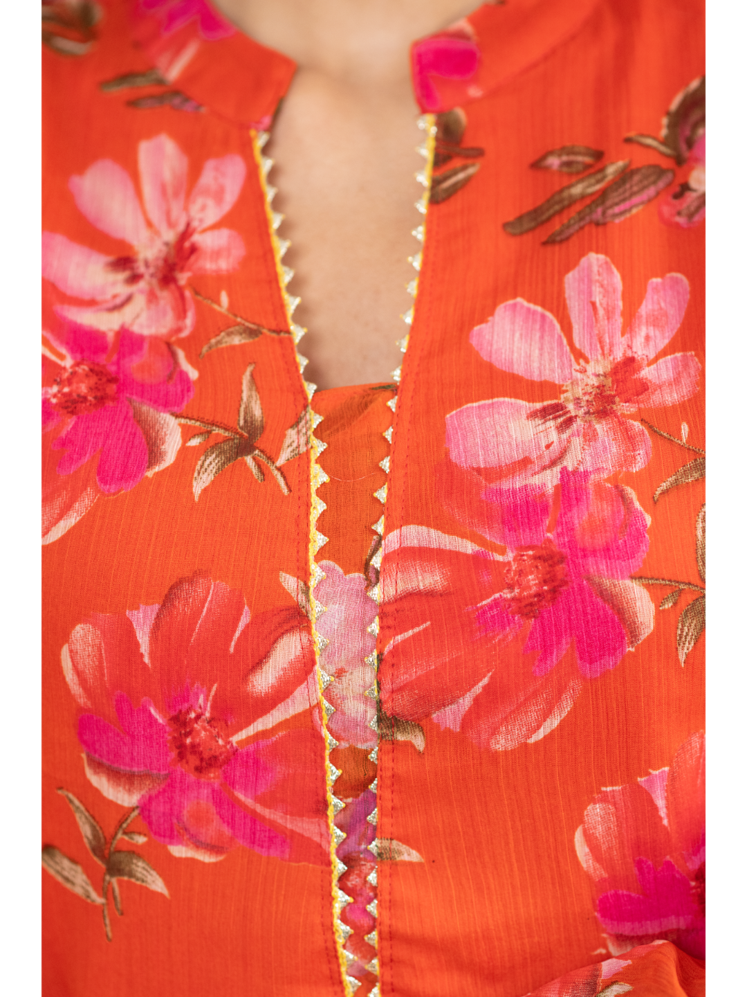 Orange Digital Print Lehnga Top Set