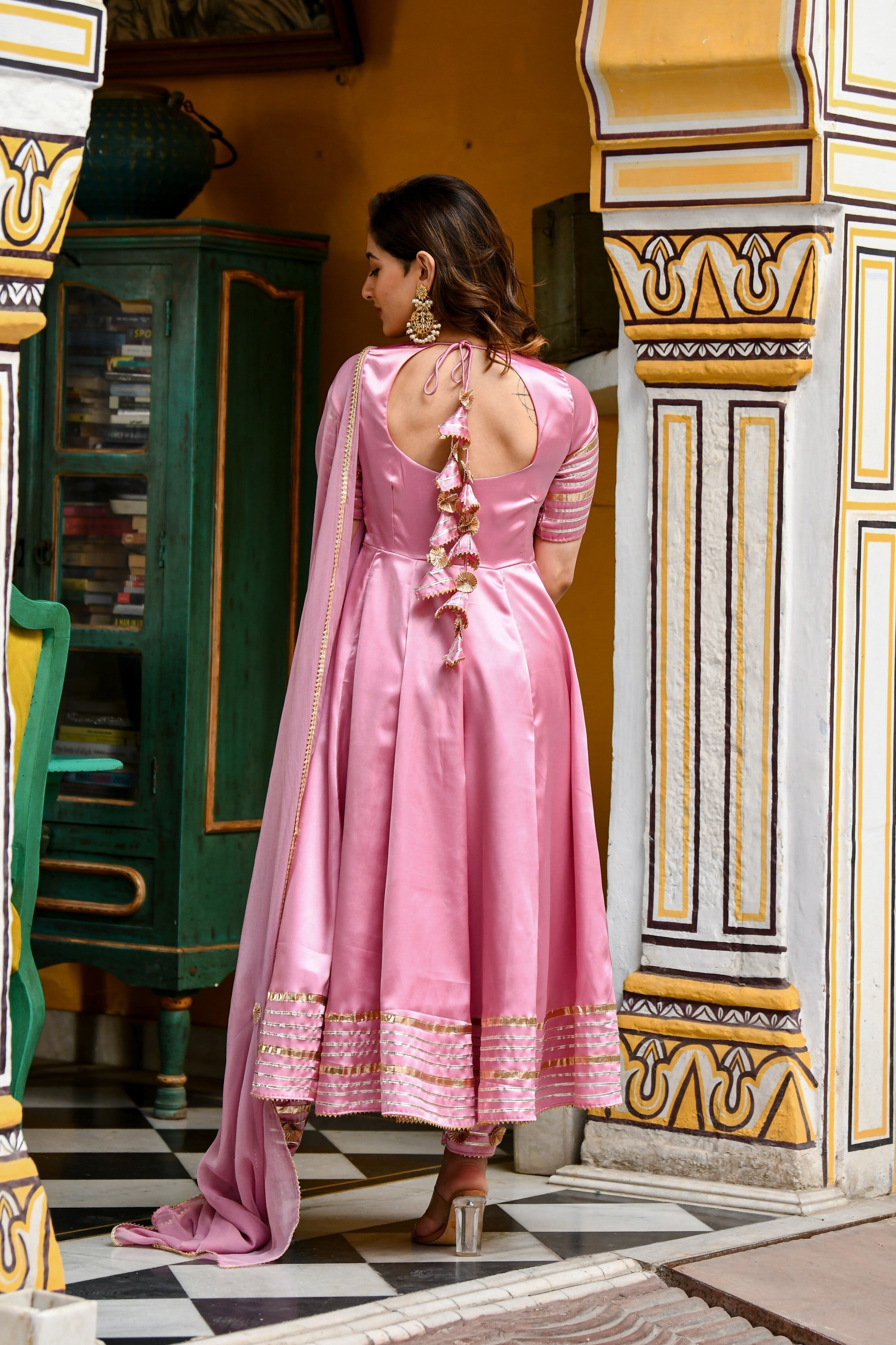 Mauve Satin Anarkali Kurta With Dupatta- 3Pc Set By SUTI KAPDA