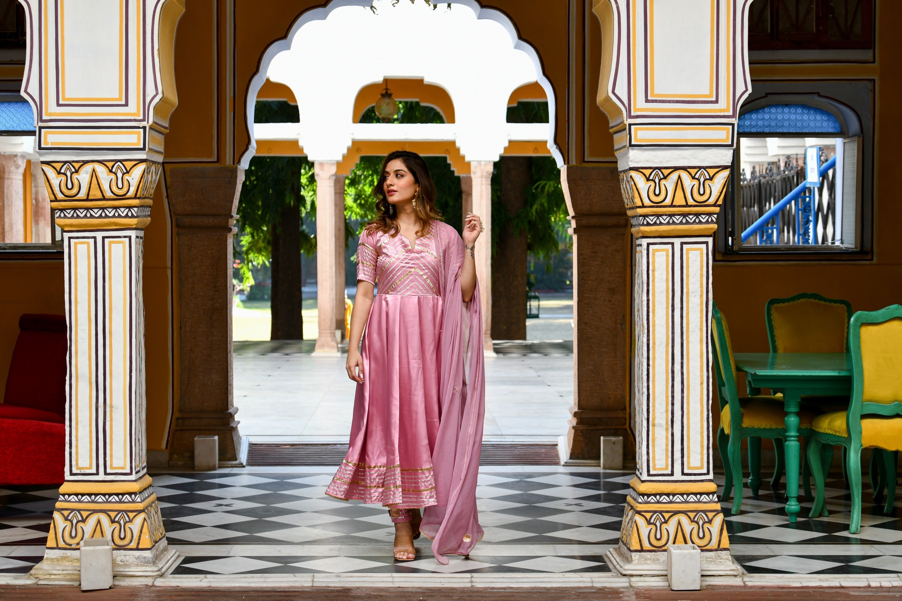 Mauve Satin Anarkali Kurta With Dupatta- 3Pc Set By SUTI KAPDA