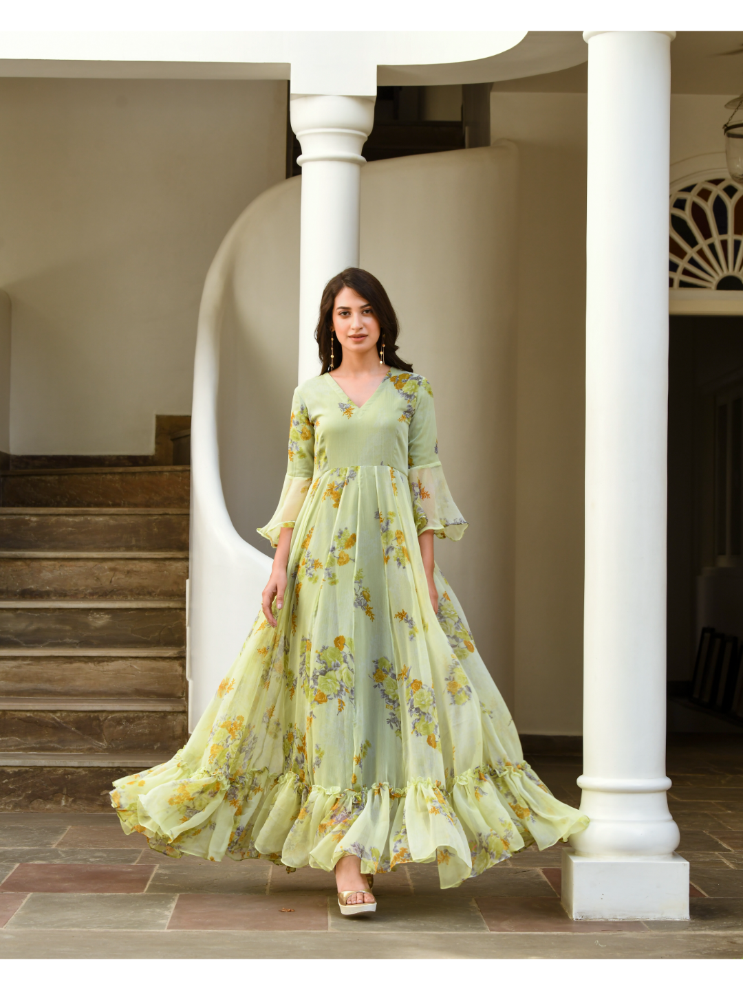 Olive Digital Print Dress