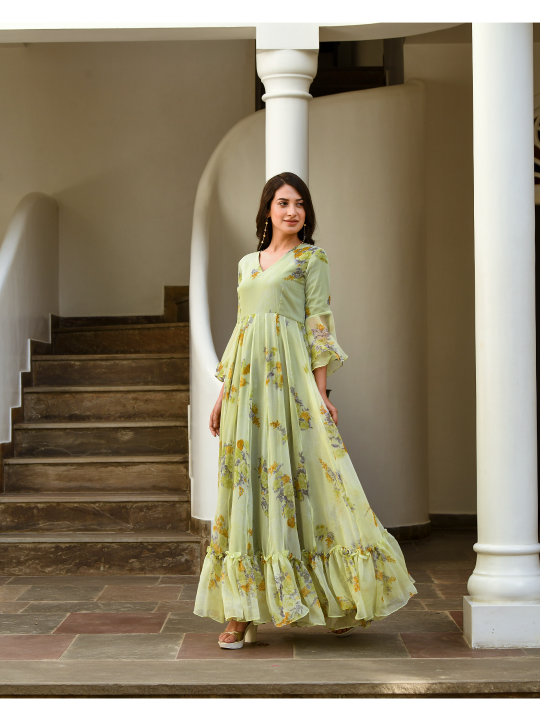 Olive Digital Print Dress