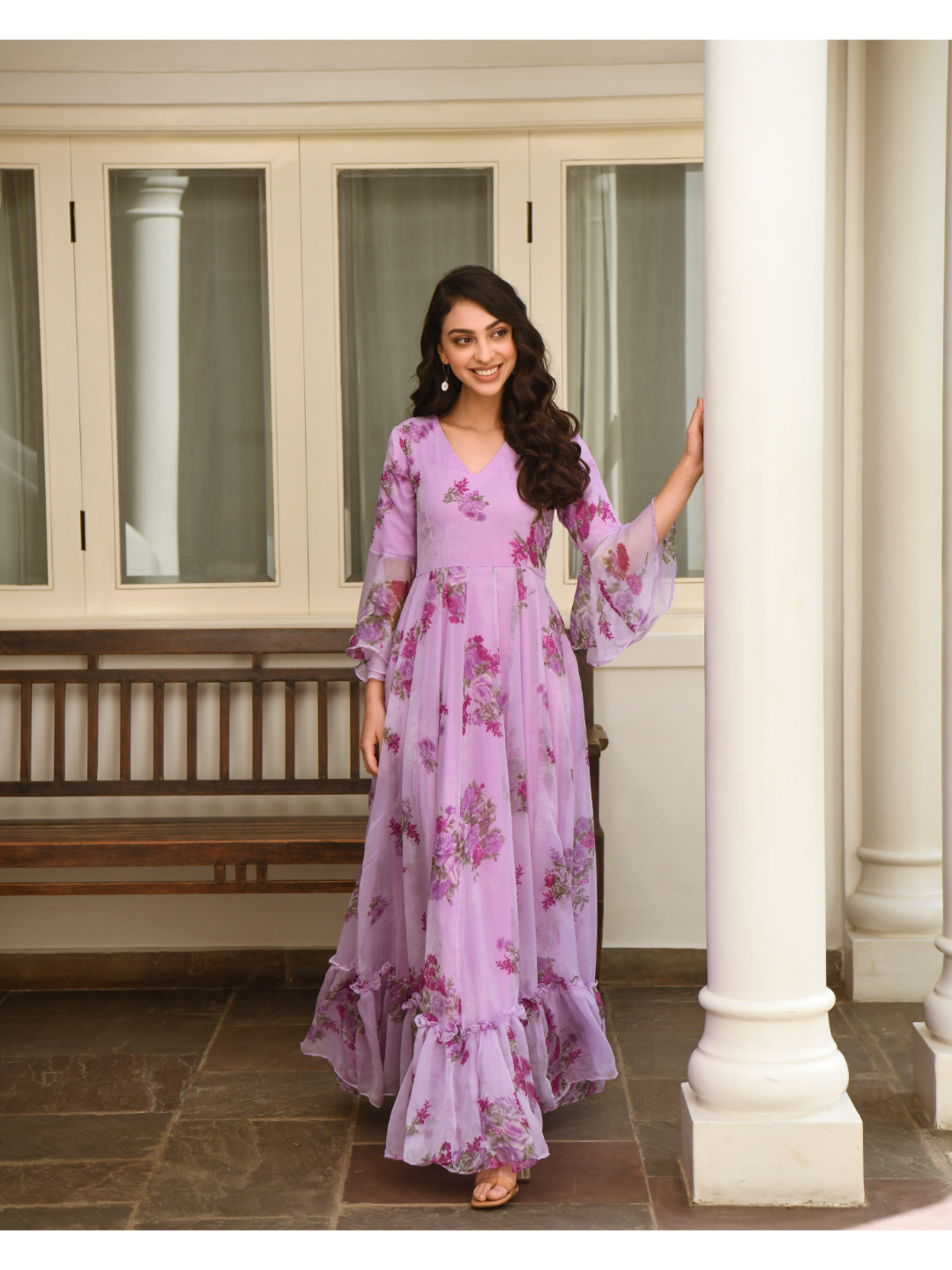 Purple Digital Print Dress