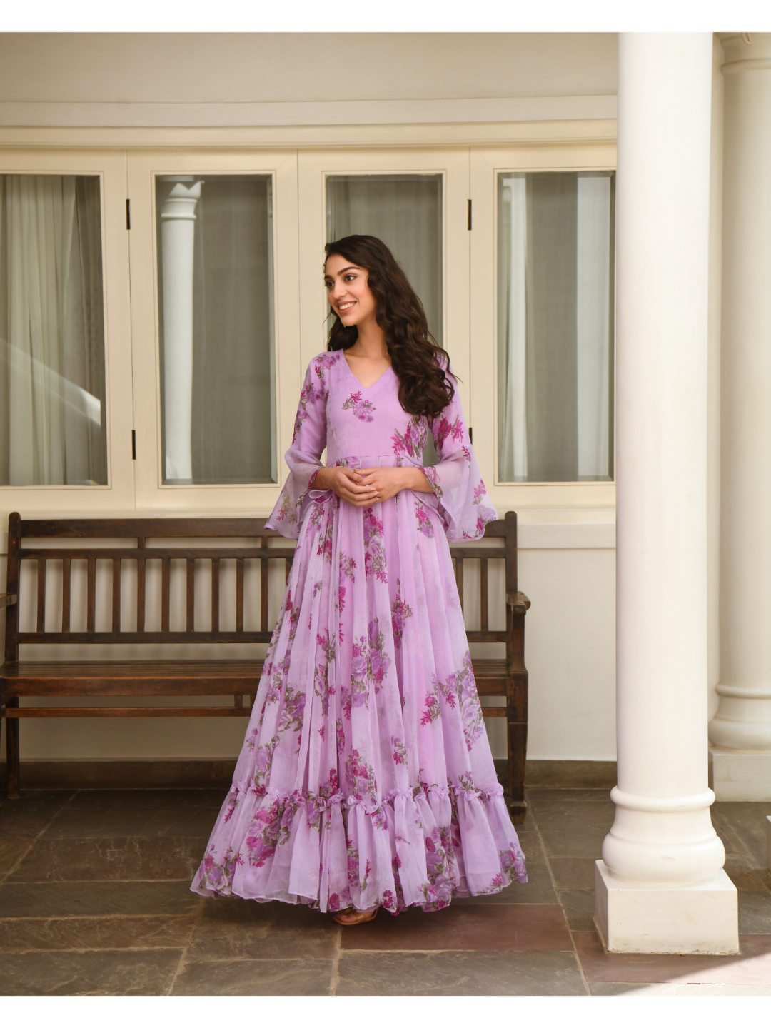 Purple Digital Print Dress