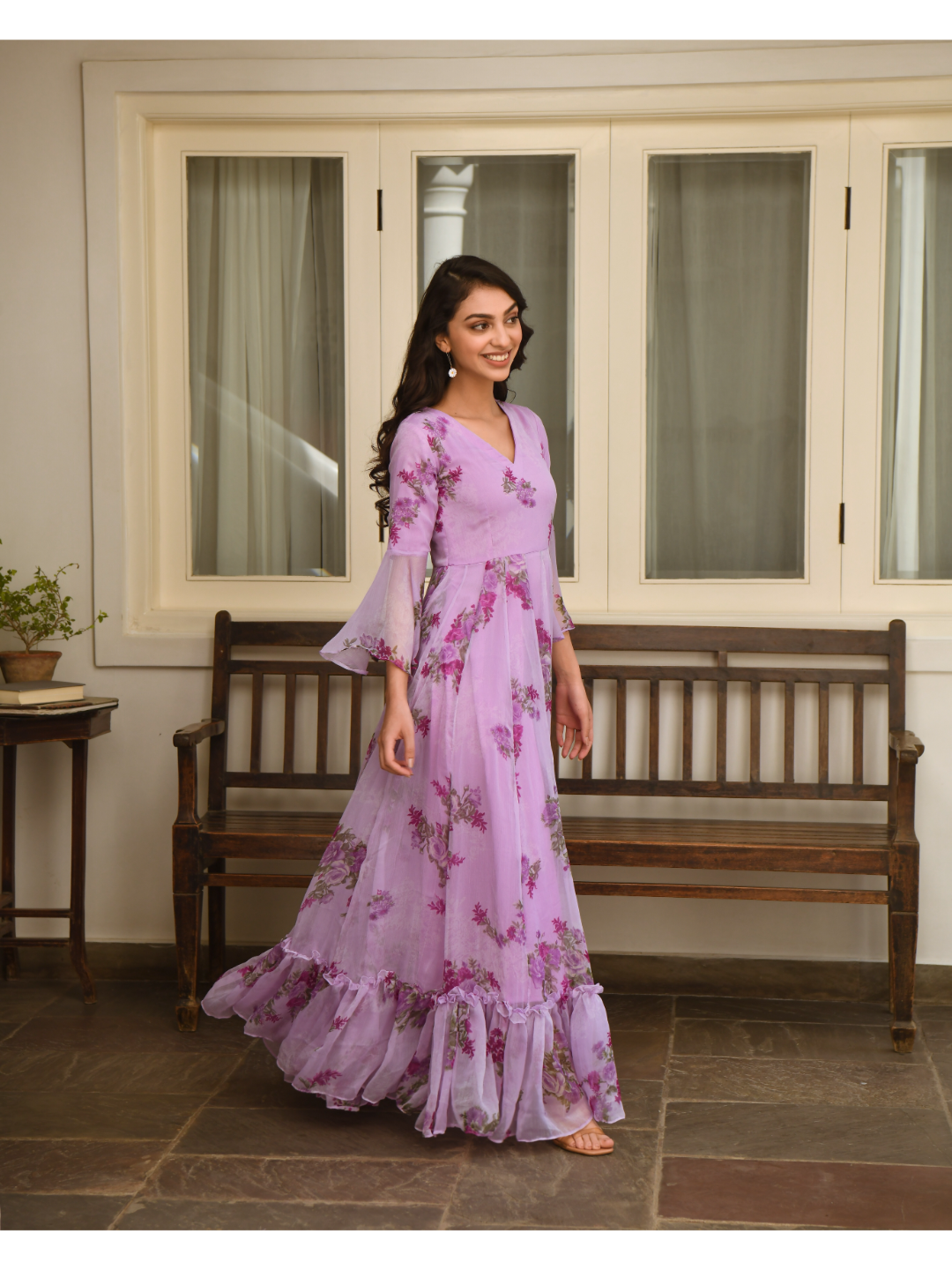 Purple Digital Print Dress