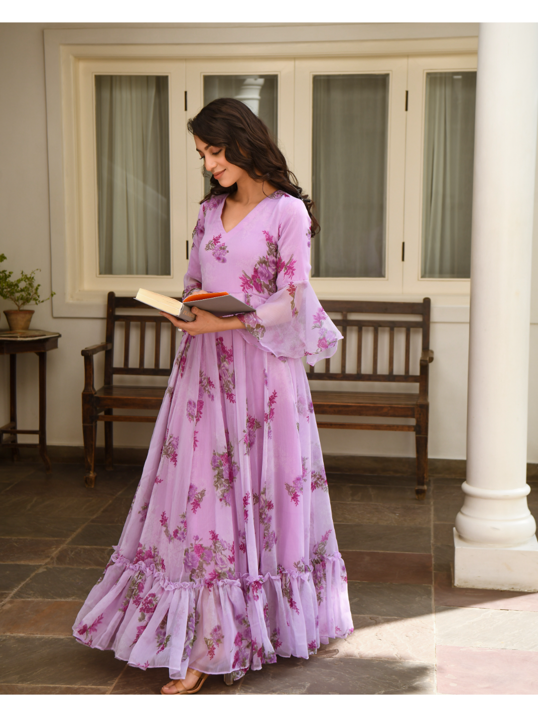 Purple Digital Print Dress