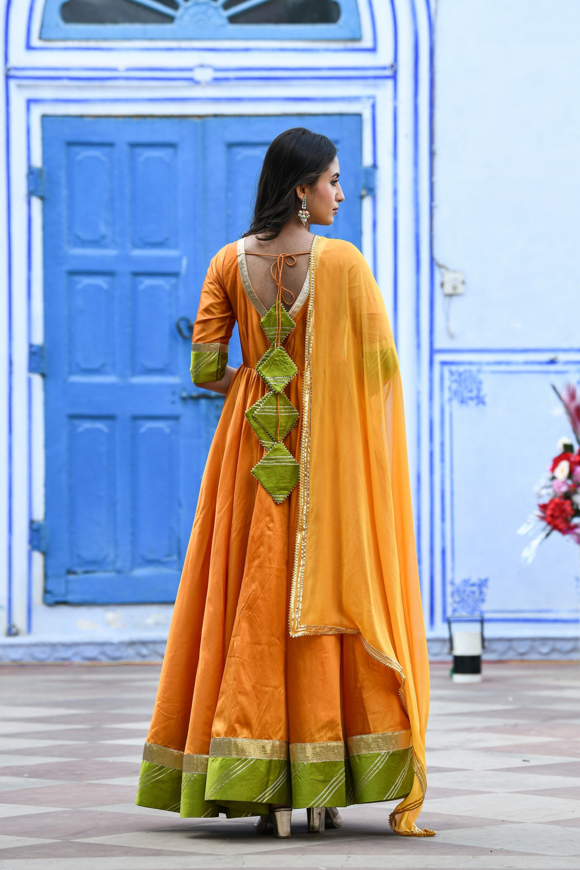 Yellow Anarkali Gown With Dupatta - (2Pcs) By SUTI KAPDA