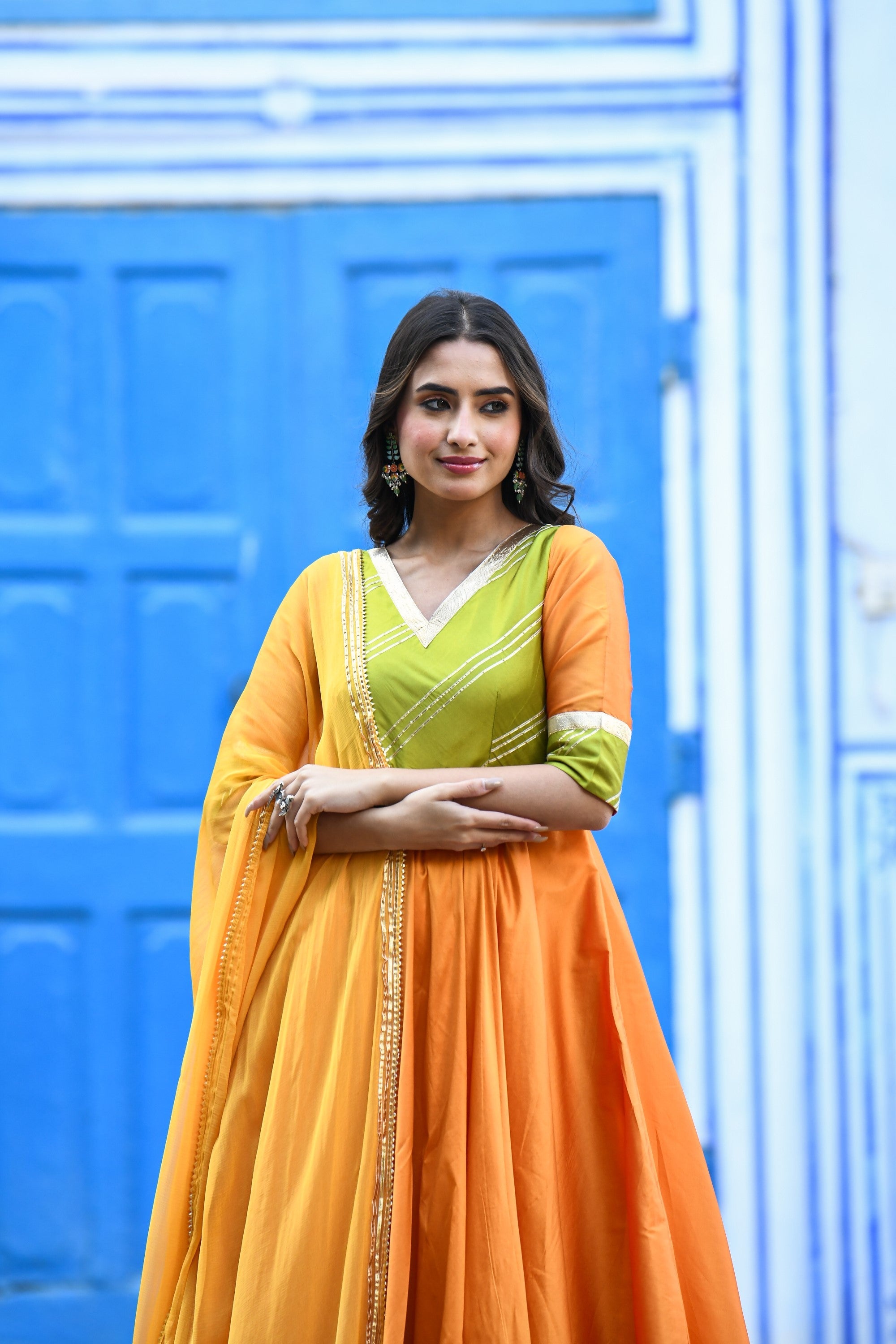 Yellow Anarkali Gown With Dupatta - (2Pcs) By SUTI KAPDA