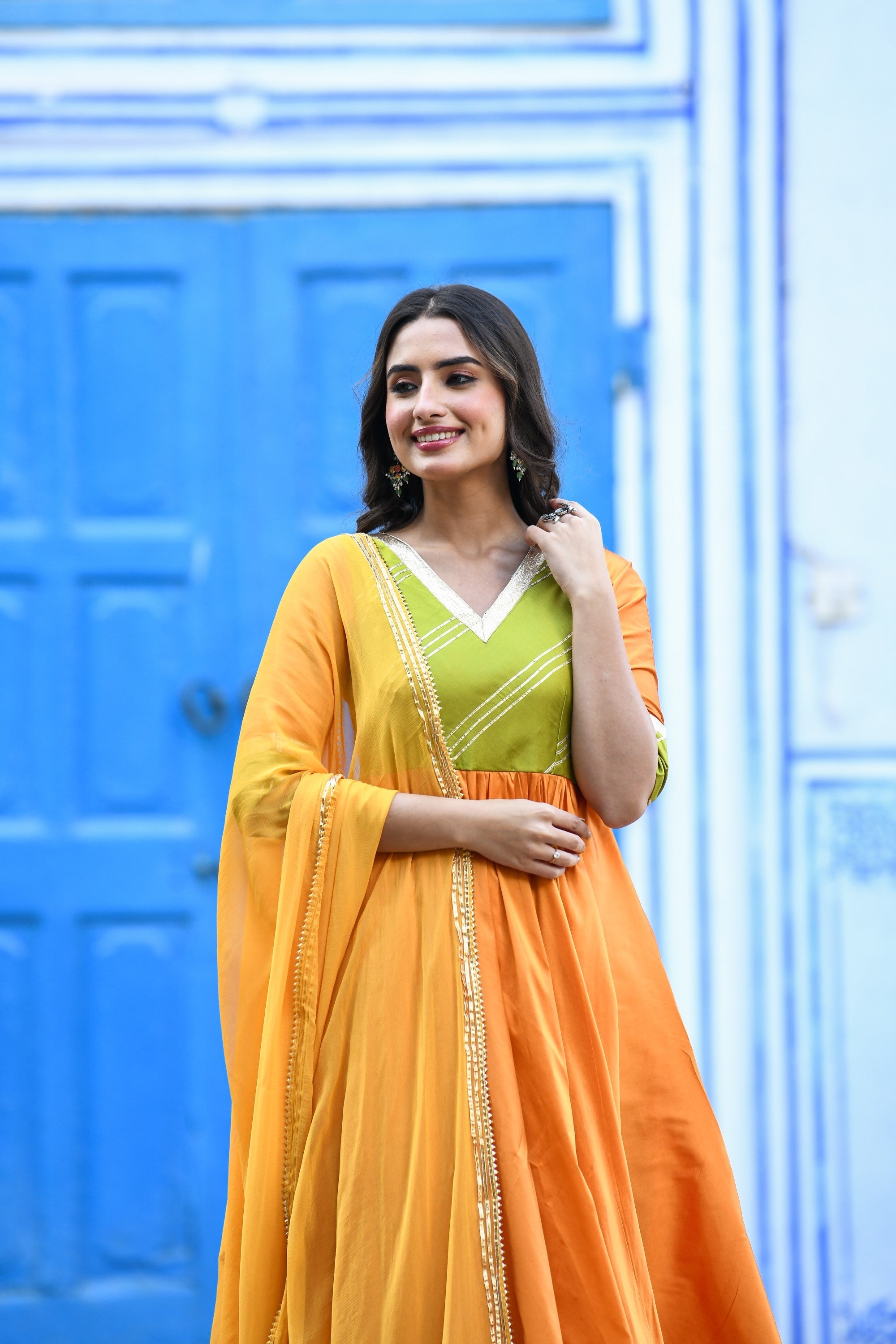 Yellow Anarkali Gown With Dupatta - (2Pcs) By SUTI KAPDA