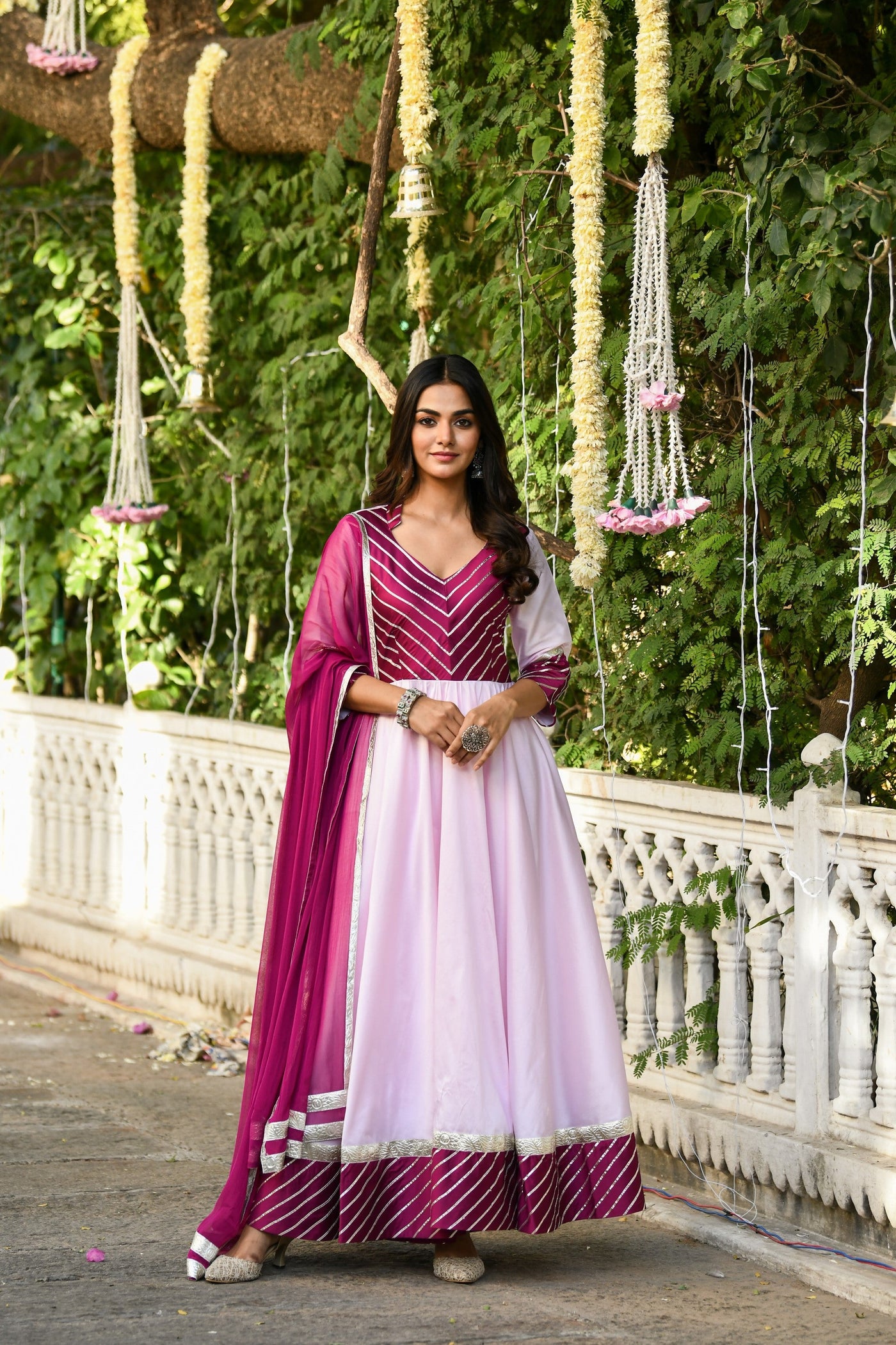 Pink Anarkali Gown With Dupatta - (2Pcs) By SUTI KAPDA SUTI-KAPDA Pink Anarkali Gown With Dupatta - (2Pcs) By SUTI KAPDA SUTI-KAPDA