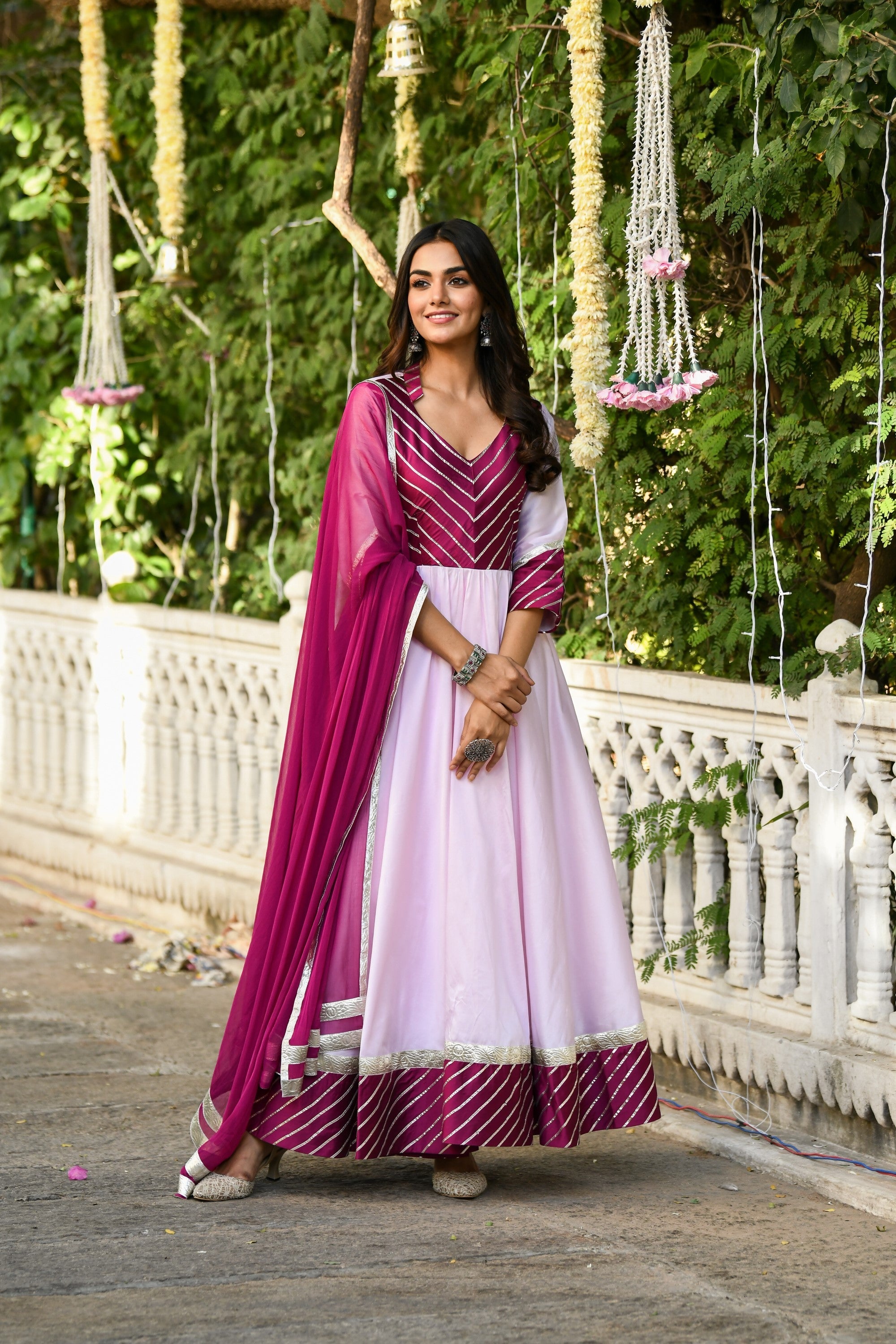 Pink Anarkali Gown With Dupatta - (2Pcs) By SUTI KAPDA