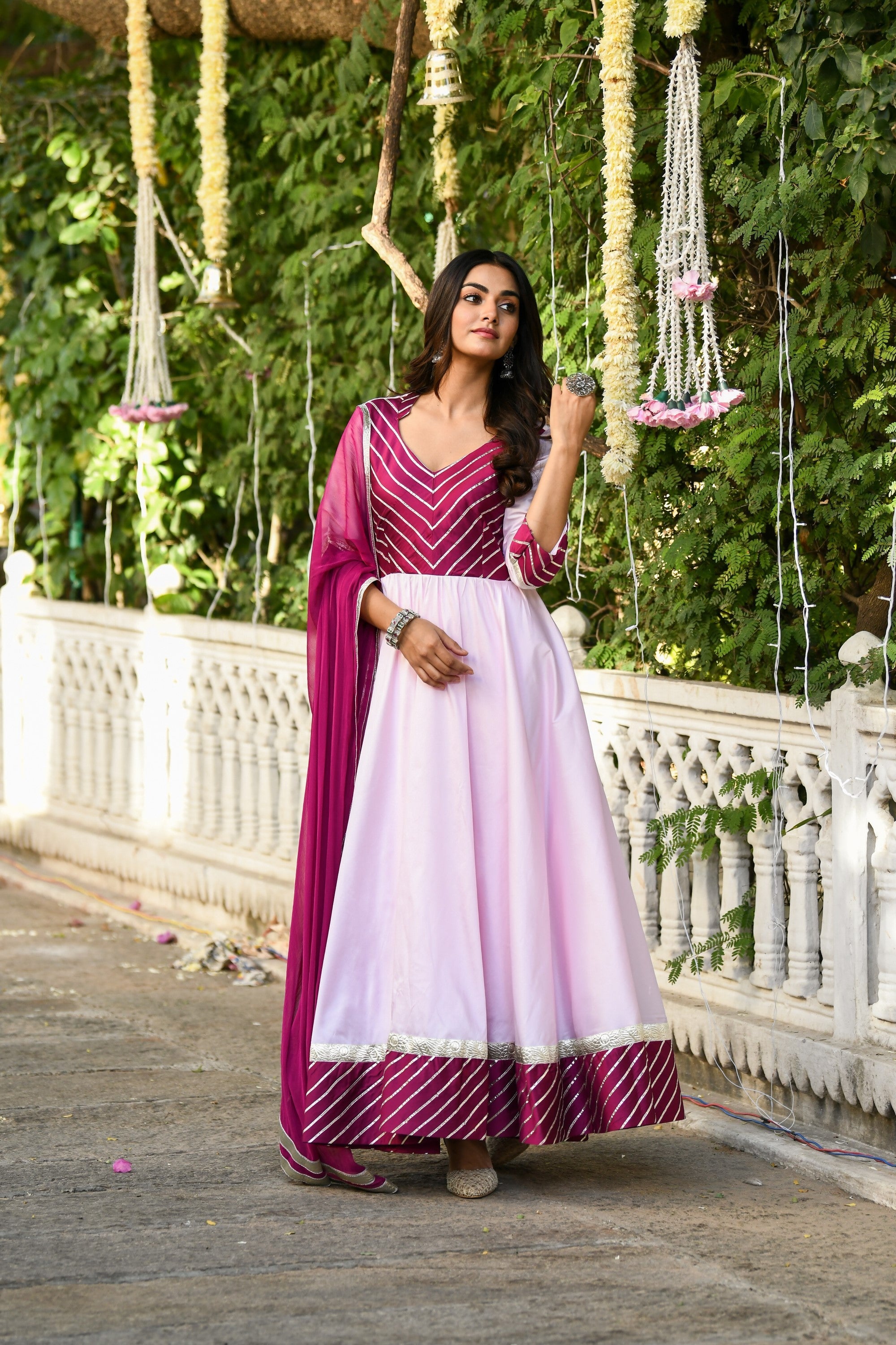 Pink Anarkali Gown With Dupatta - (2Pcs) By SUTI KAPDA