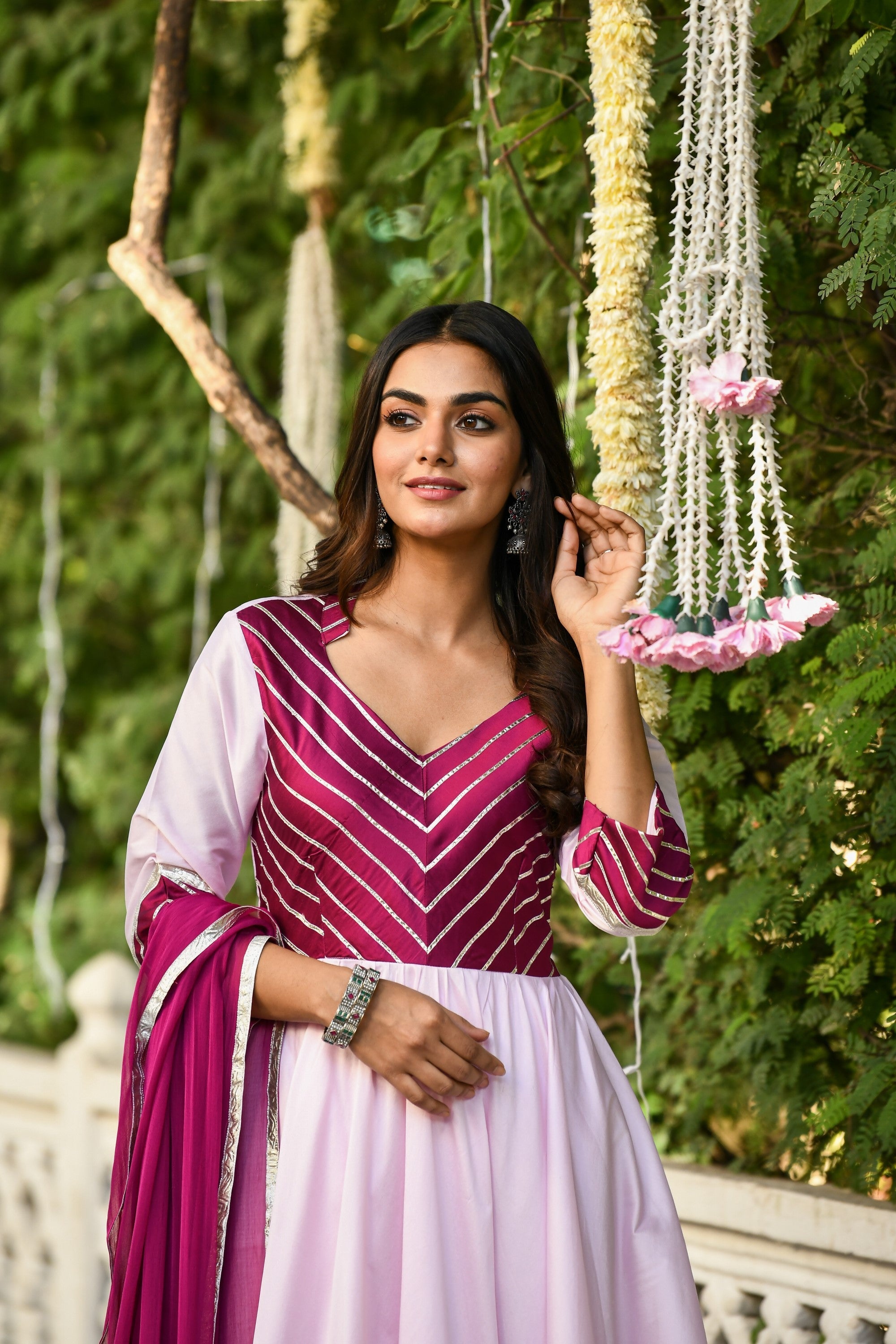 Pink Anarkali Gown With Dupatta - (2Pcs) By SUTI KAPDA