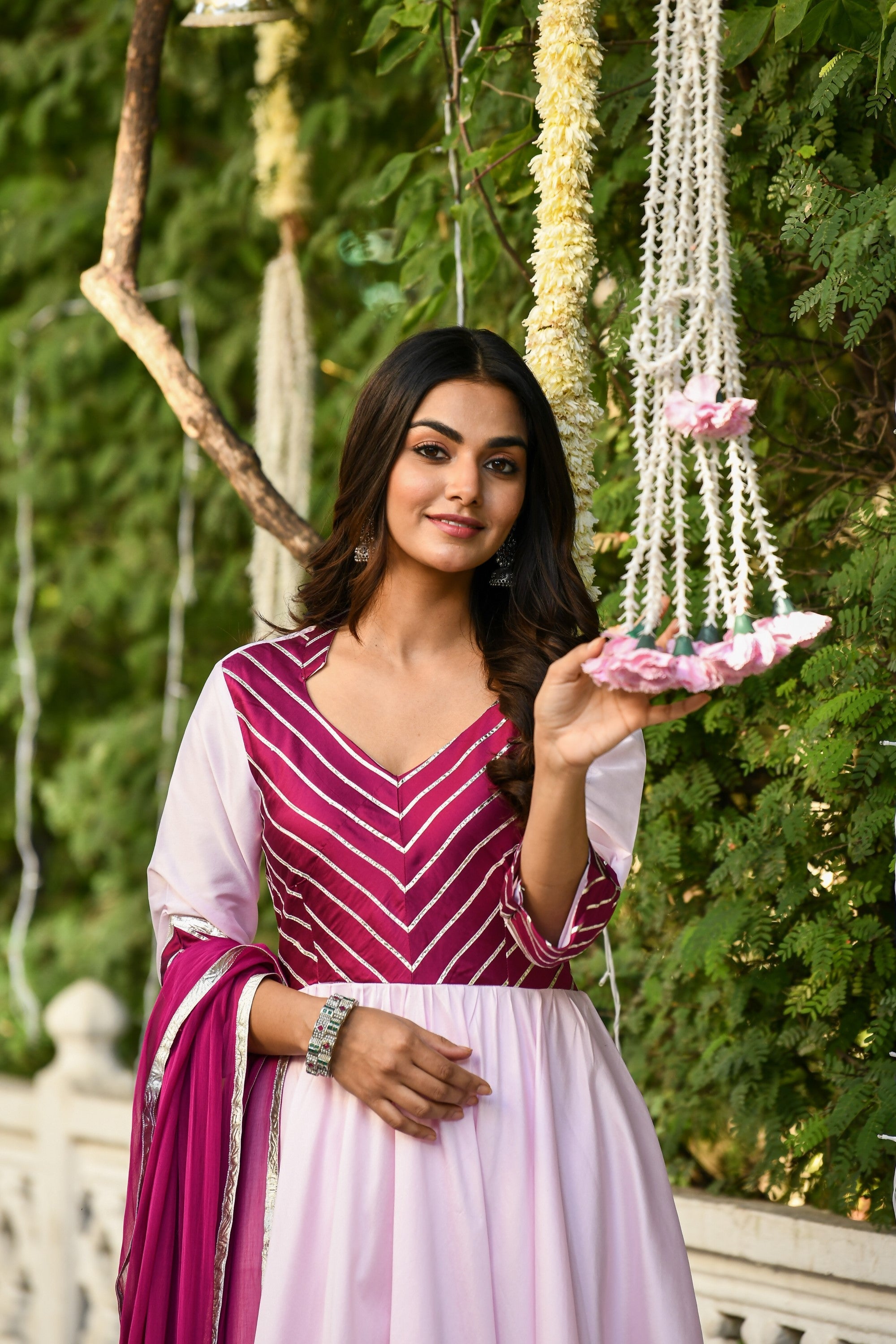 Pink Anarkali Gown With Dupatta - (2Pcs) By SUTI KAPDA