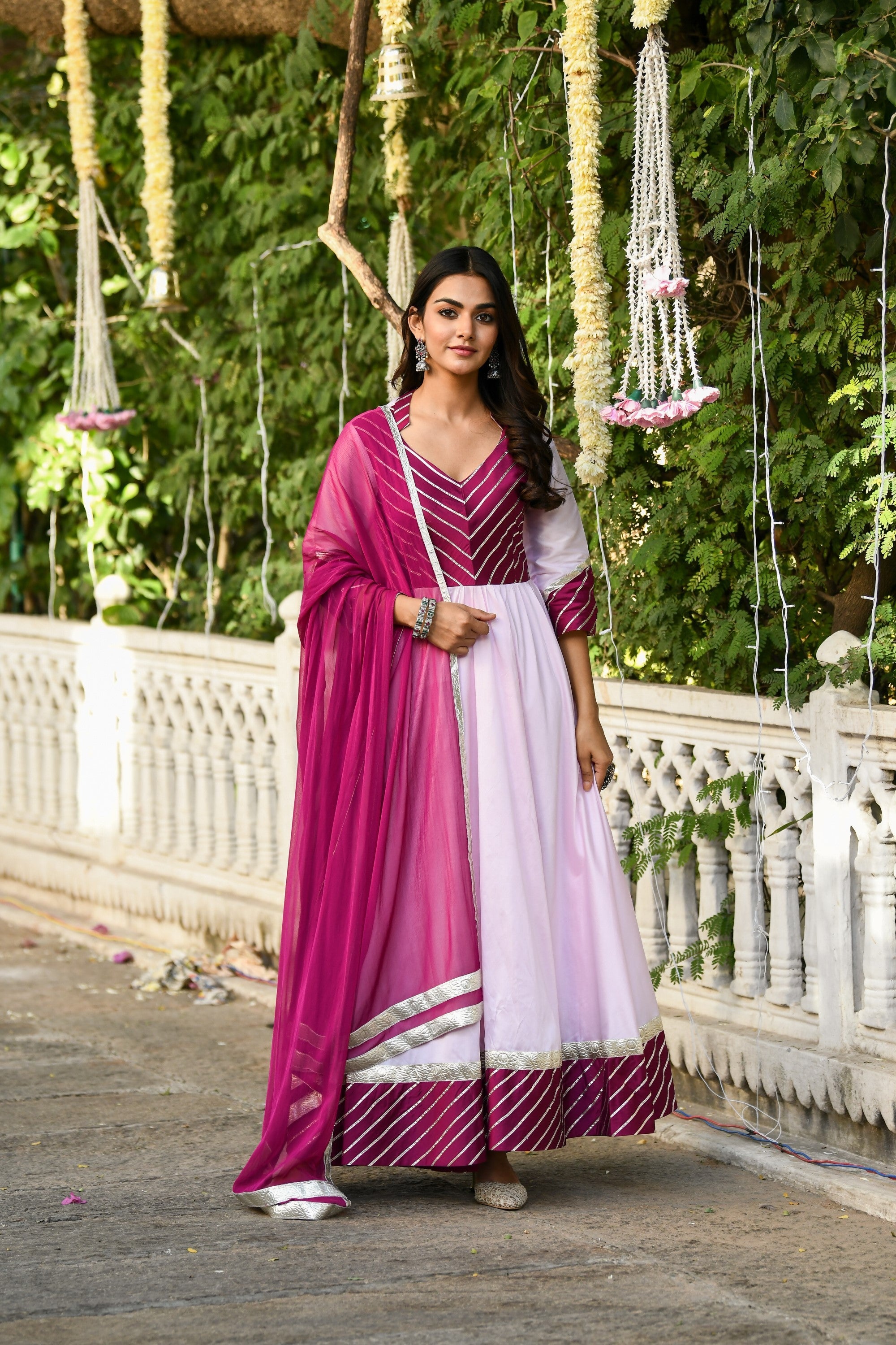 Pink Anarkali Gown With Dupatta - (2Pcs) By SUTI KAPDA