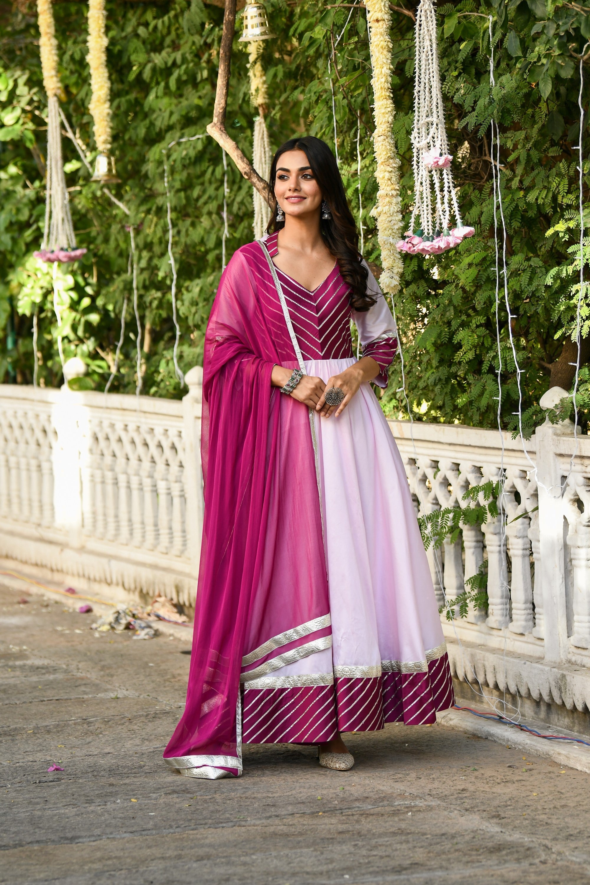 Pink Anarkali Gown With Dupatta - (2Pcs) By SUTI KAPDA
