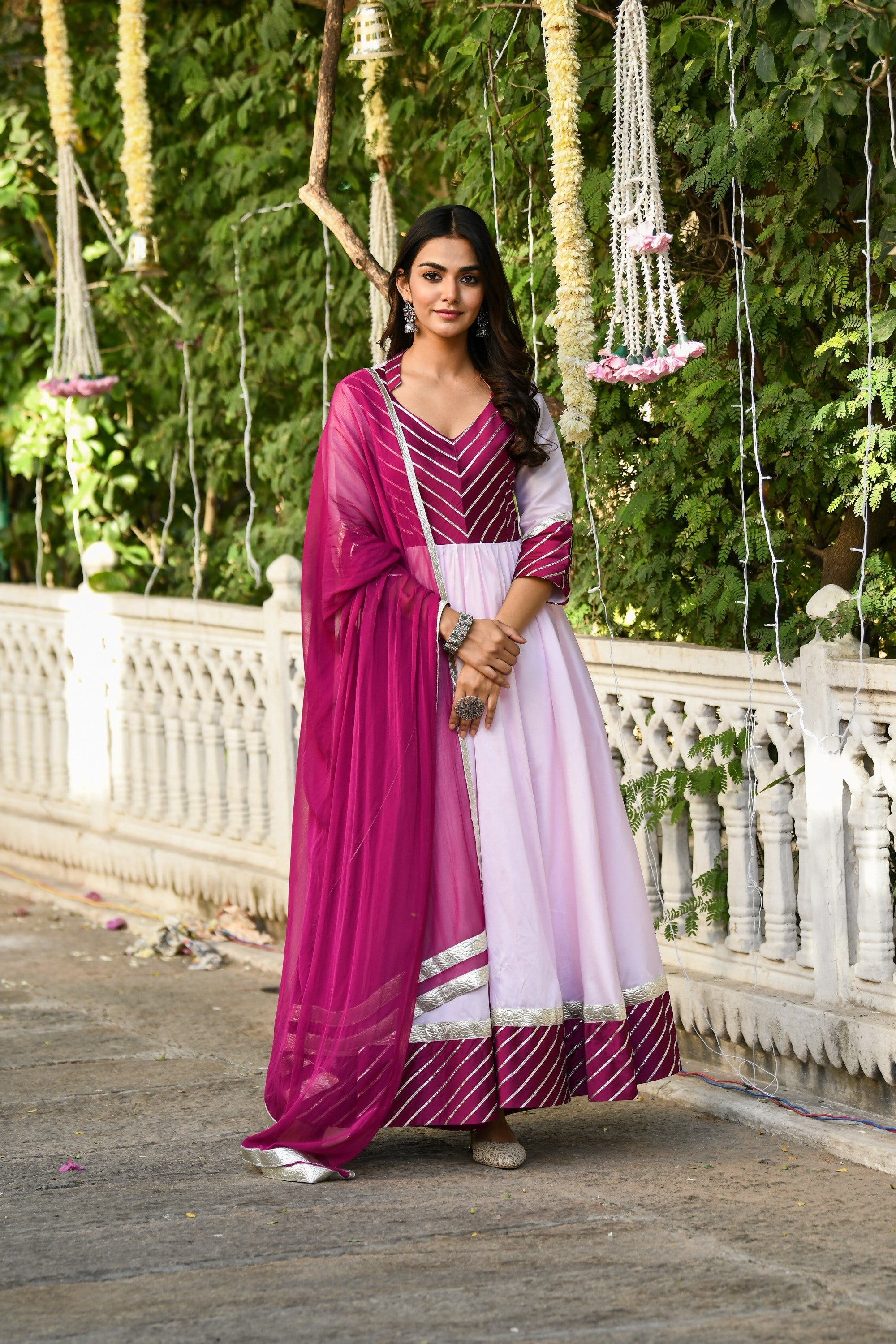 Pink Anarkali Gown With Dupatta - (2Pcs) By SUTI KAPDA