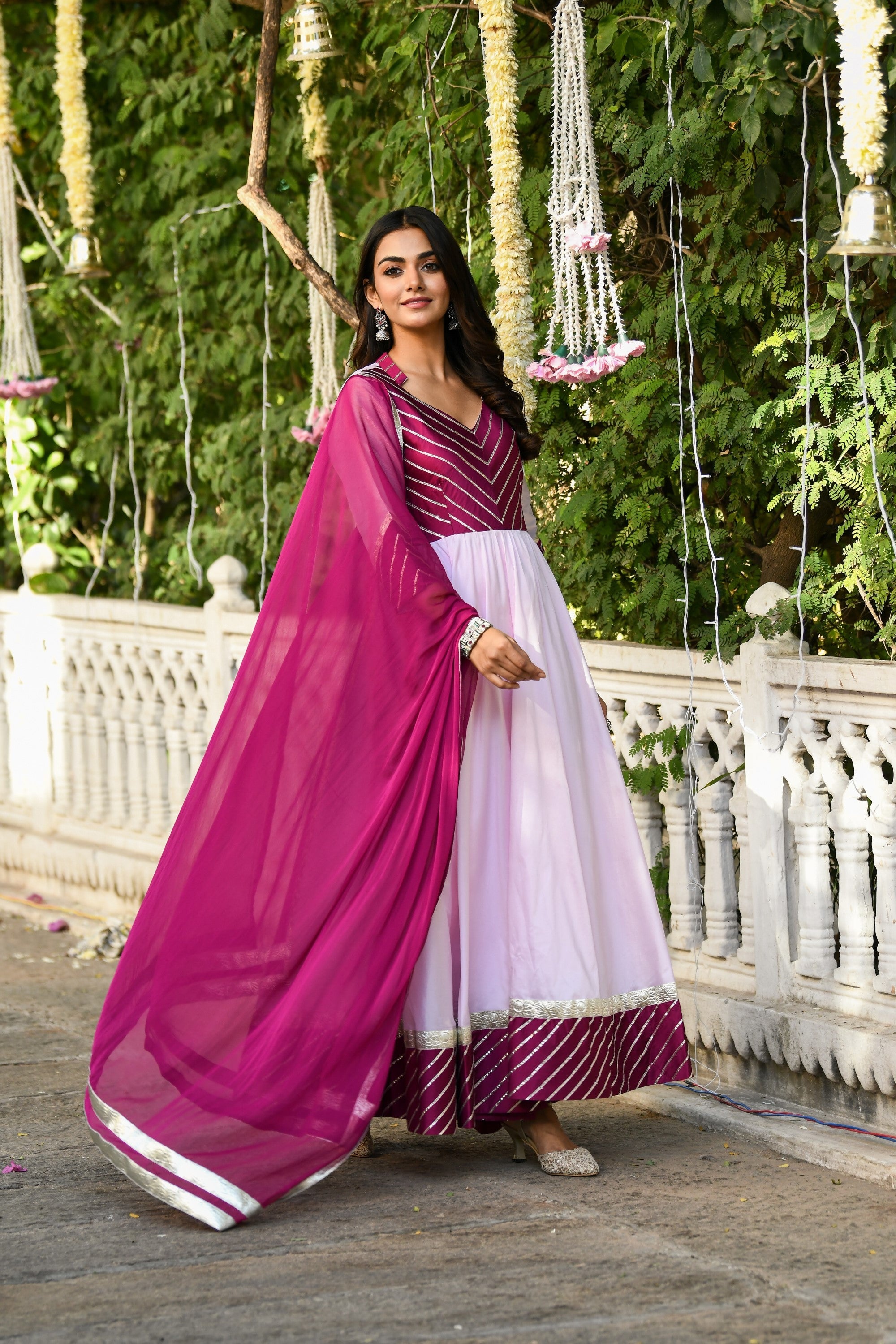 Pink Anarkali Gown With Dupatta - (2Pcs) By SUTI KAPDA