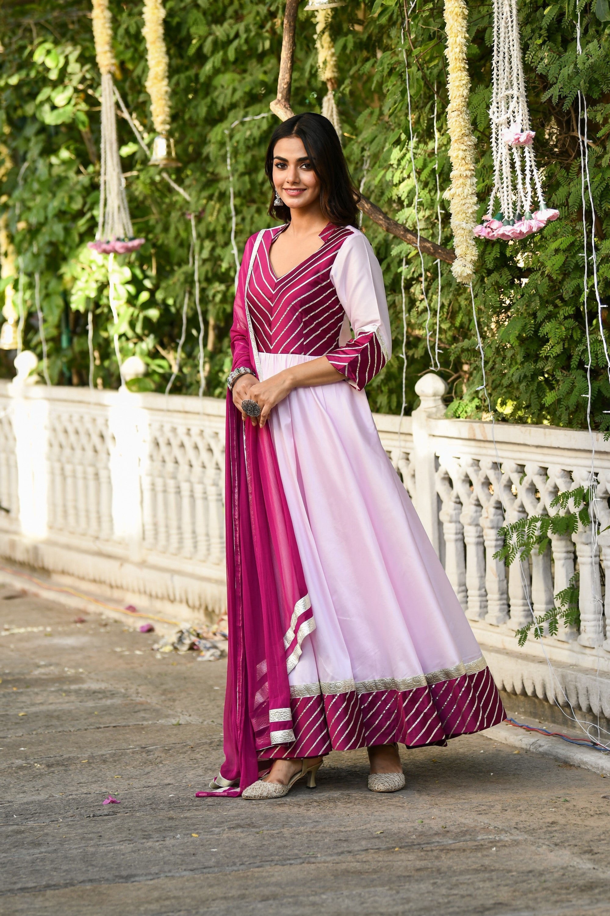 Pink Anarkali Gown With Dupatta - (2Pcs) By SUTI KAPDA