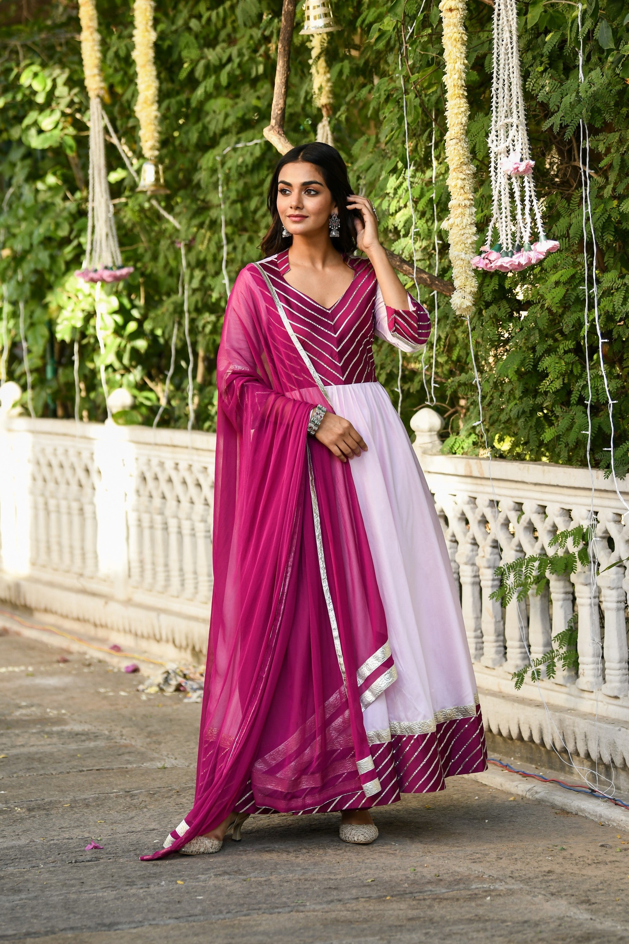 Pink Anarkali Gown With Dupatta - (2Pcs) By SUTI KAPDA