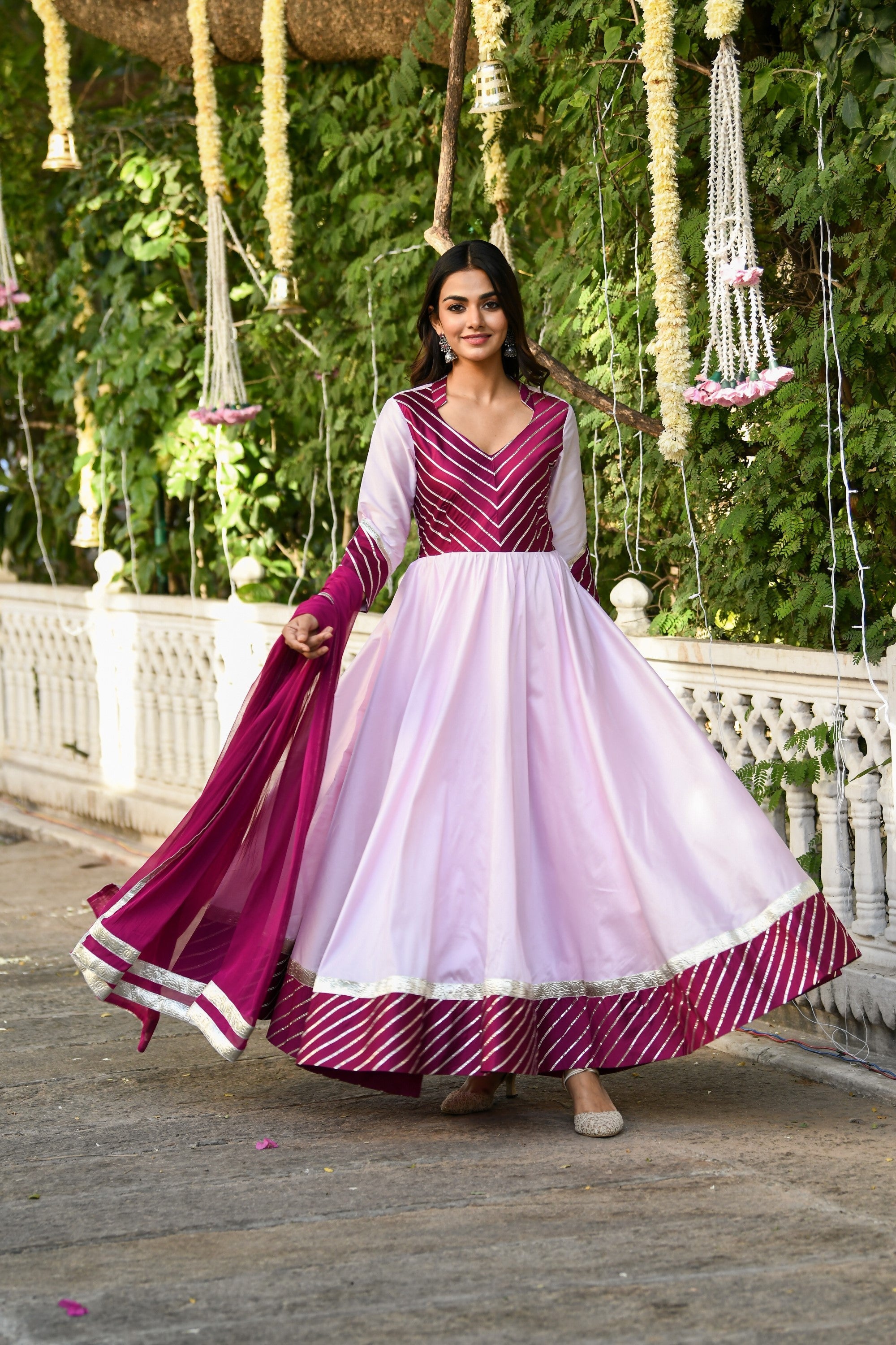 Pink Anarkali Gown With Dupatta - (2Pcs) By SUTI KAPDA
