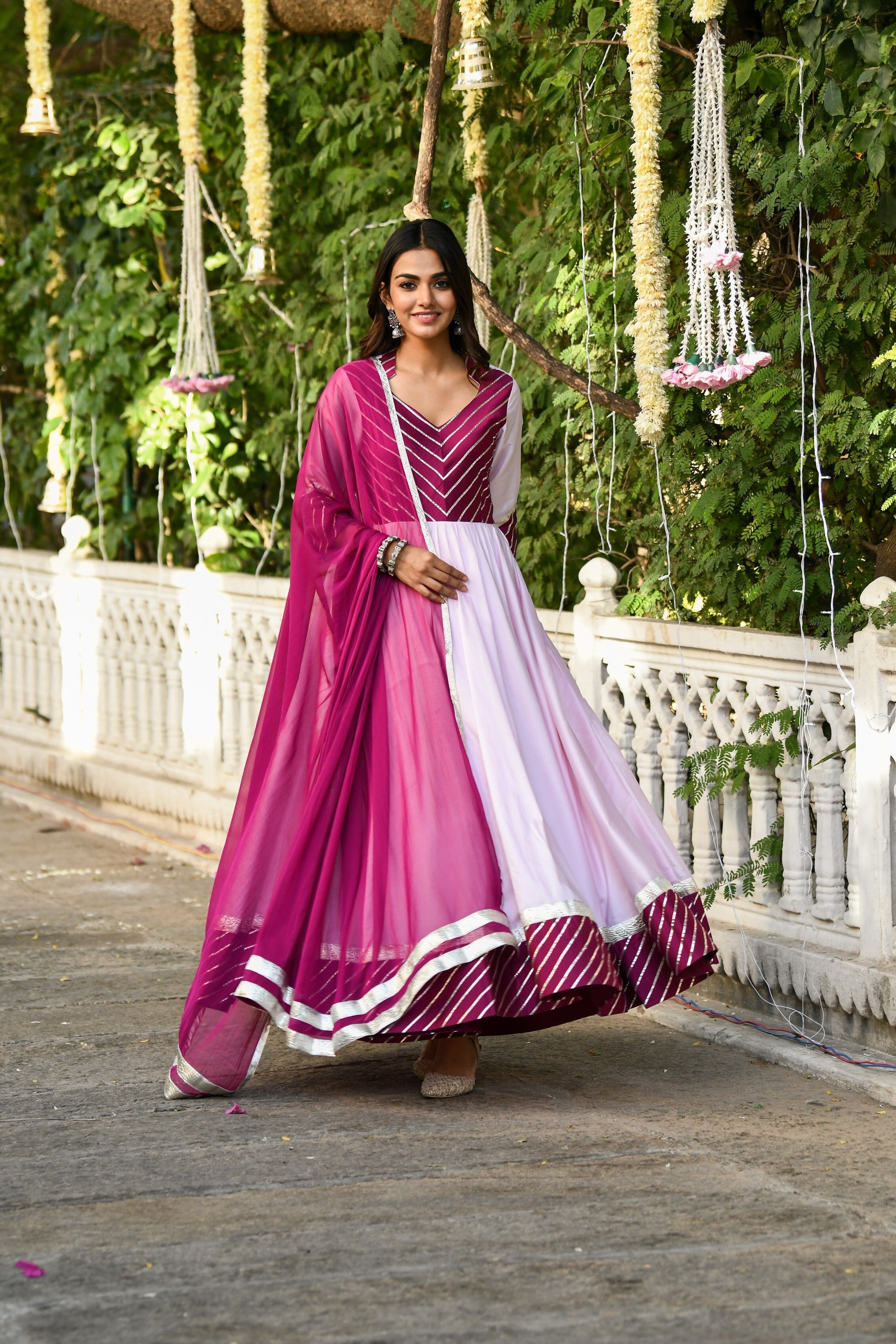 Pink Anarkali Gown With Dupatta - (2Pcs) By SUTI KAPDA