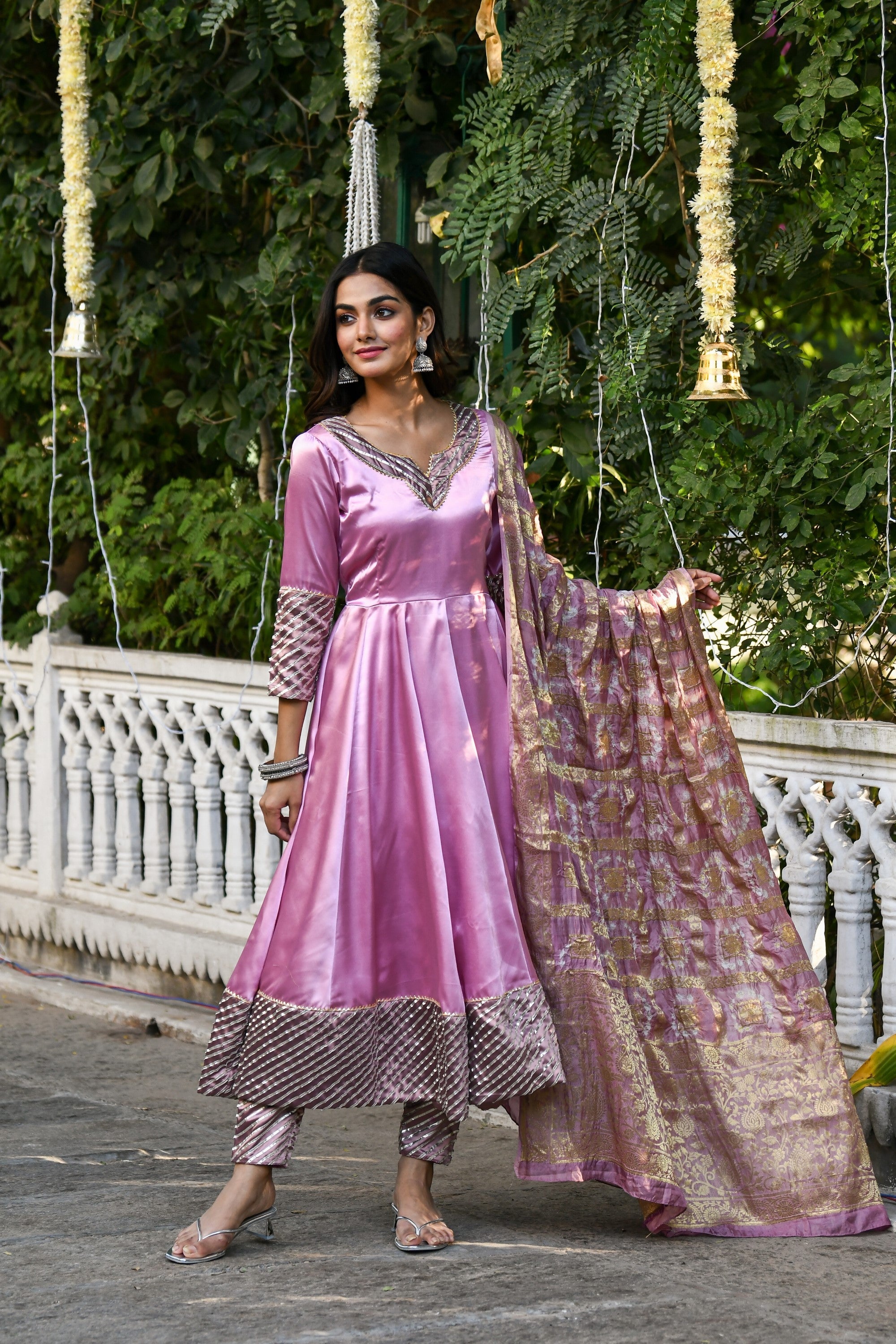 Mauve Anarkali Suit Set With Dupatta- (3Pcs) By SUTI KAPDA