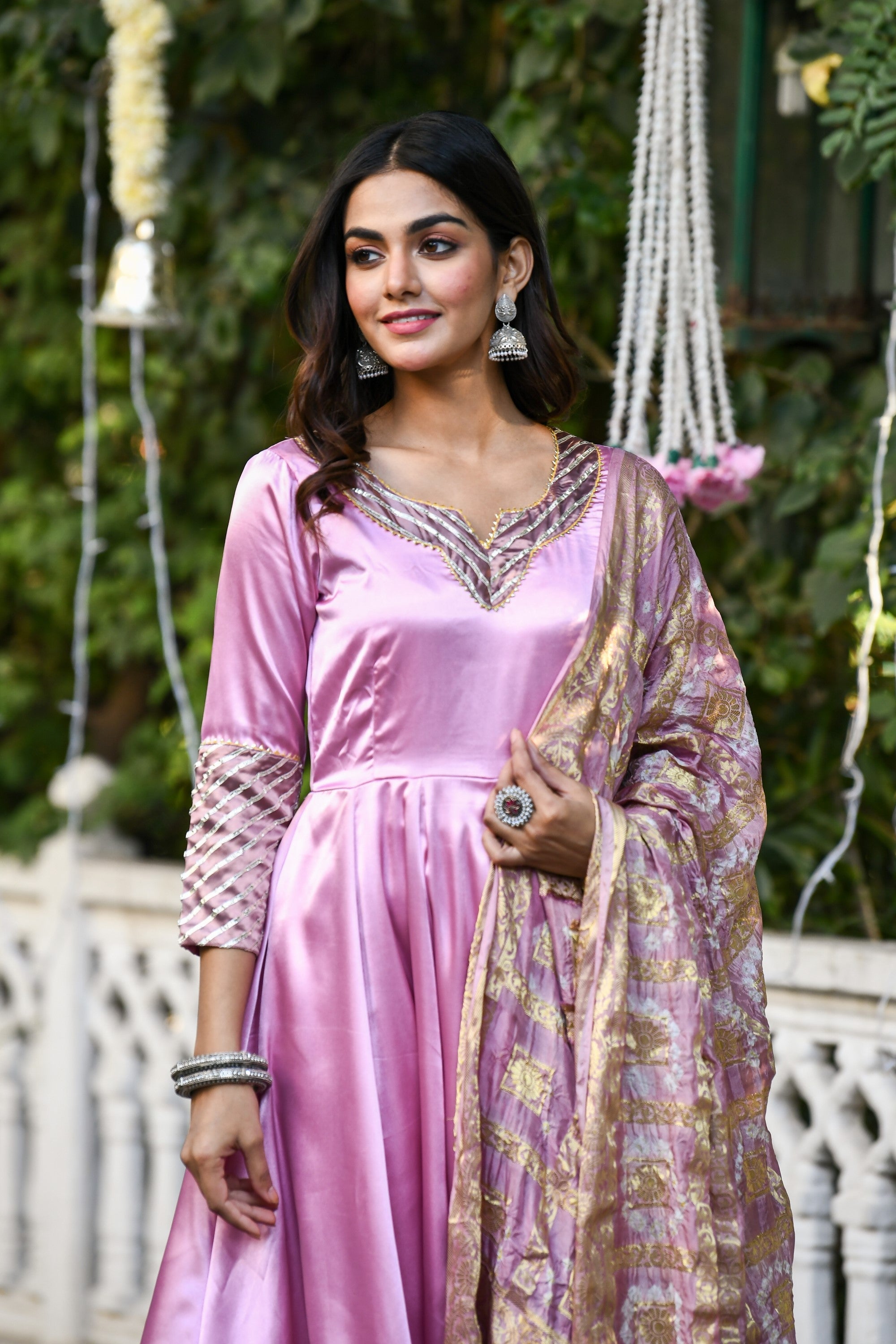 Mauve Anarkali Suit Set With Dupatta- (3Pcs) By SUTI KAPDA