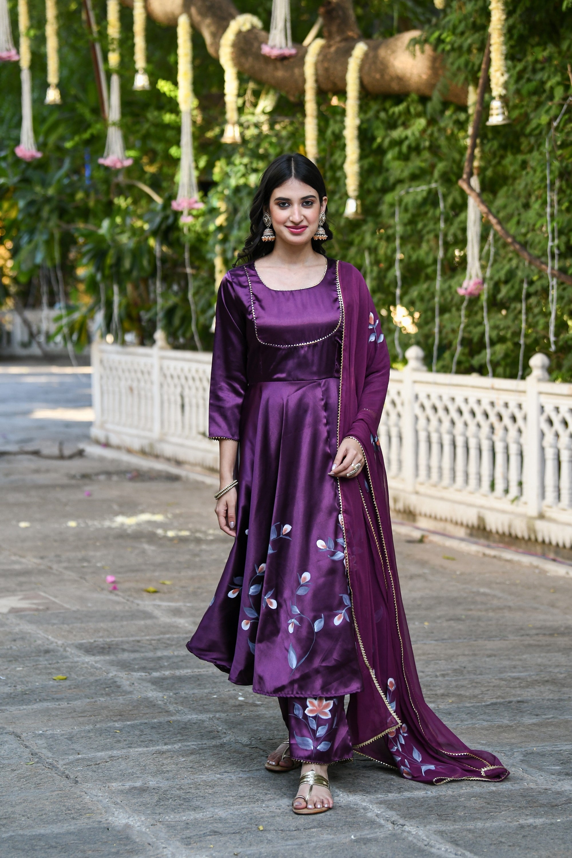 Purple Anarkali Suit Set For Women- (3Pcs) By SUTI KAPDA