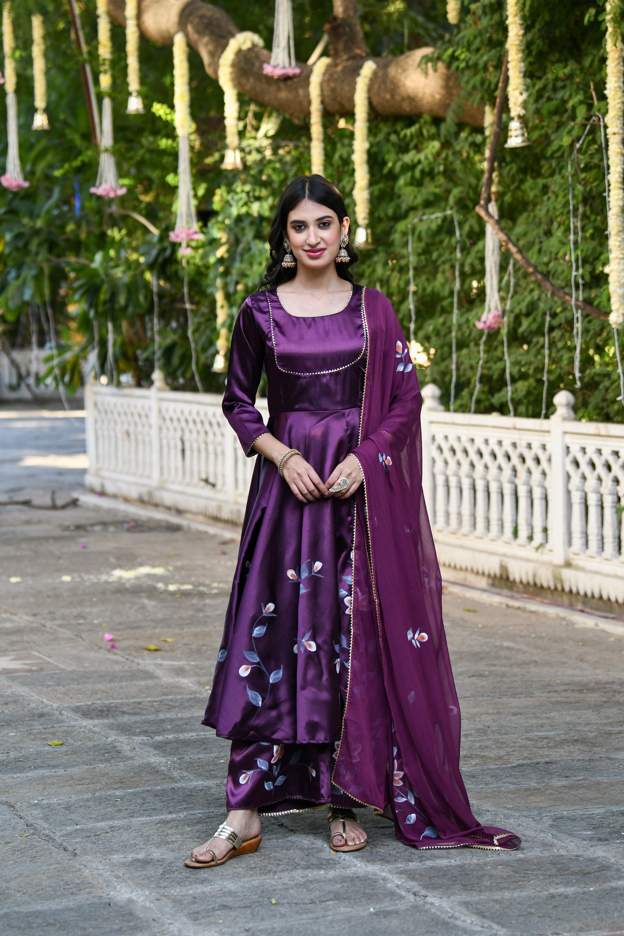 Purple Anarkali Suit Set For Women- (3Pcs) By SUTI KAPDA
