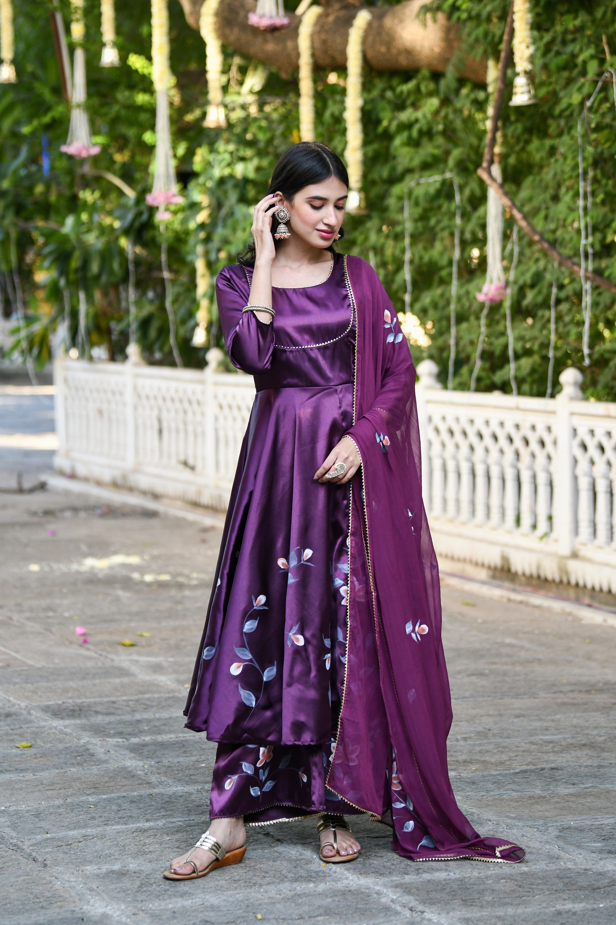 Purple Anarkali Suit Set For Women- (3Pcs) By SUTI KAPDA
