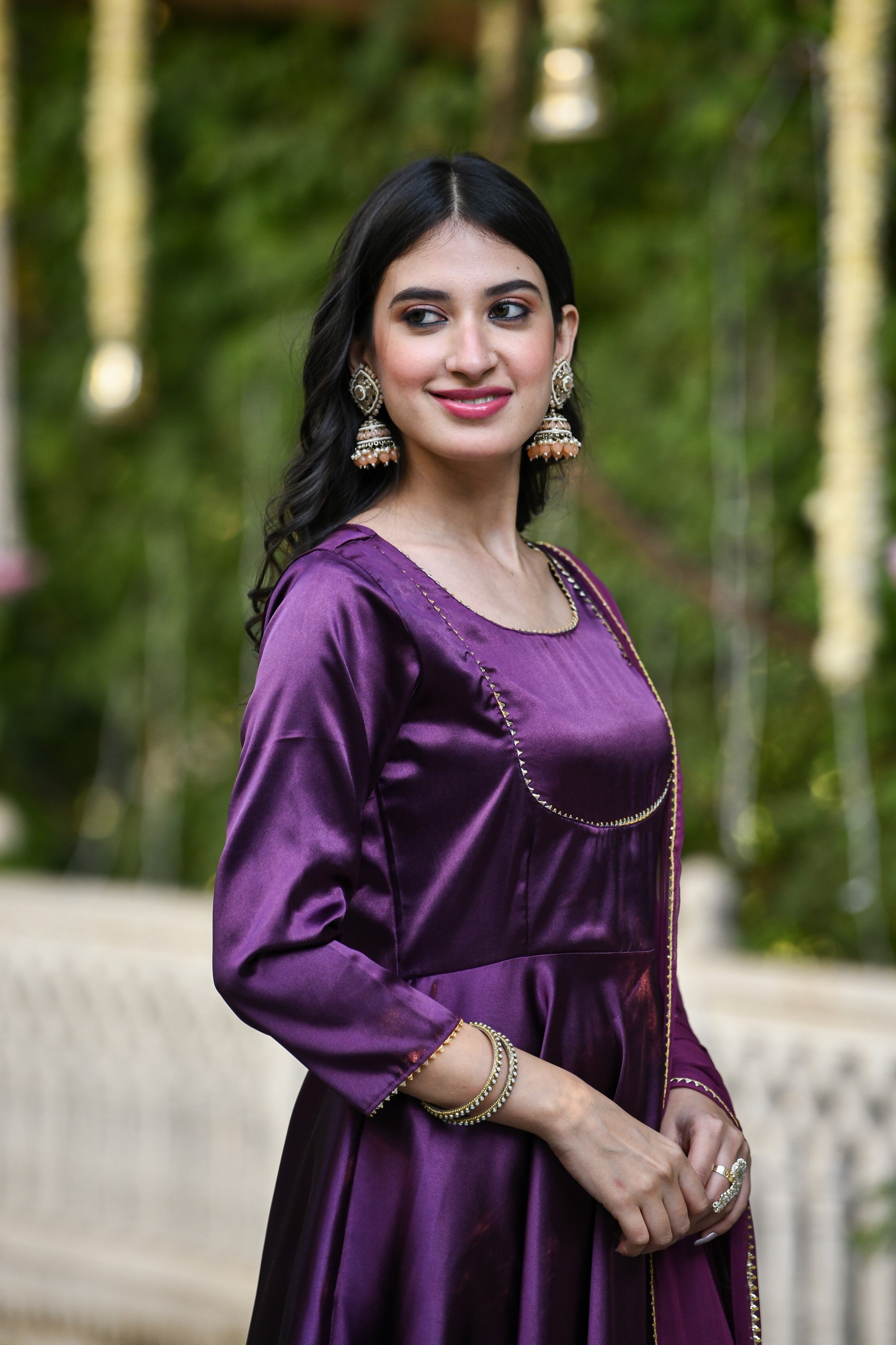 Purple Anarkali Suit Set For Women- (3Pcs) By SUTI KAPDA