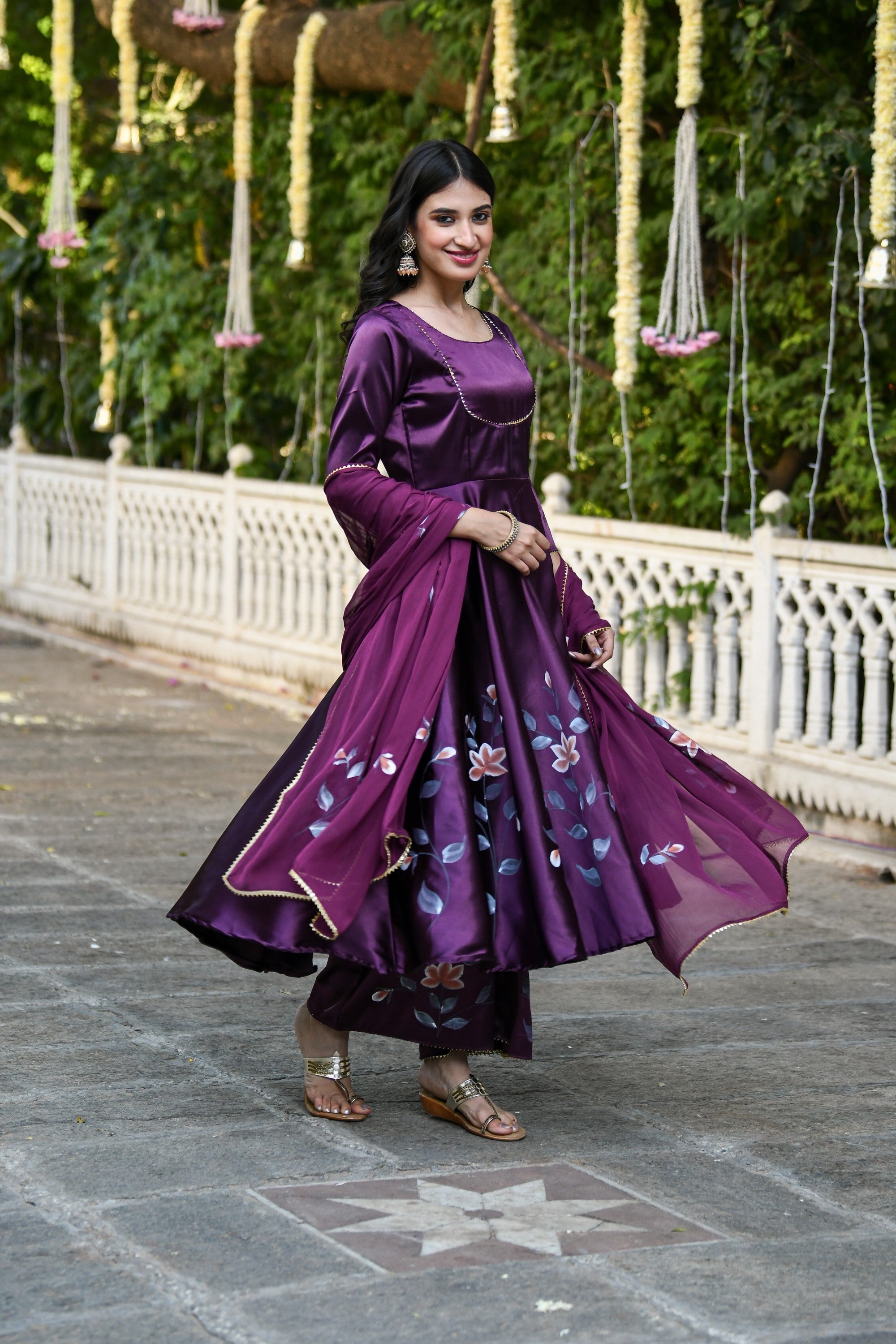 Purple Anarkali Suit Set For Women- (3Pcs) By SUTI KAPDA