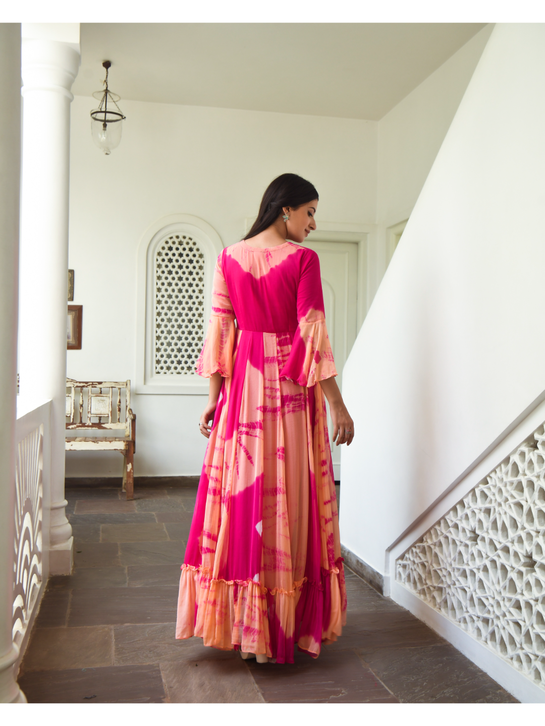 Peach & Pink Bottom Frill Dress