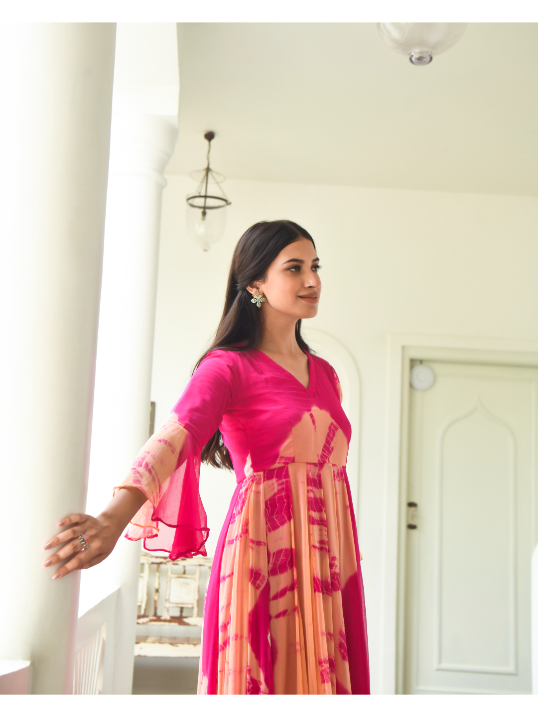 Peach & Pink Bottom Frill Dress