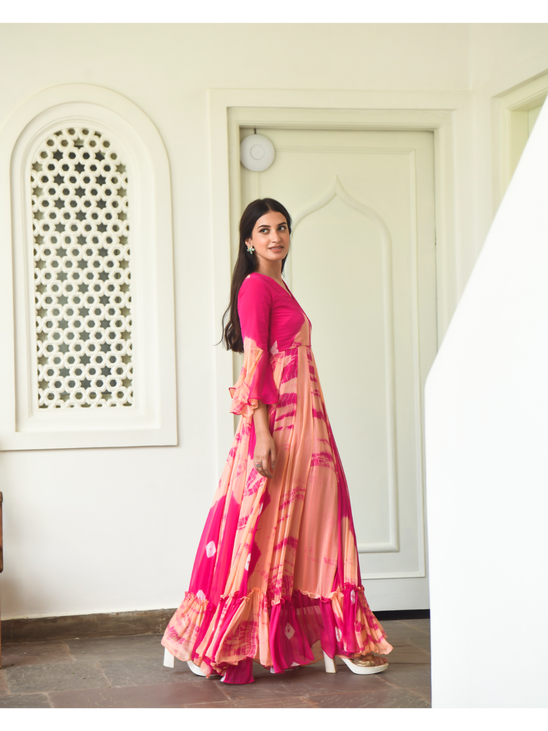 Peach & Pink Bottom Frill Dress