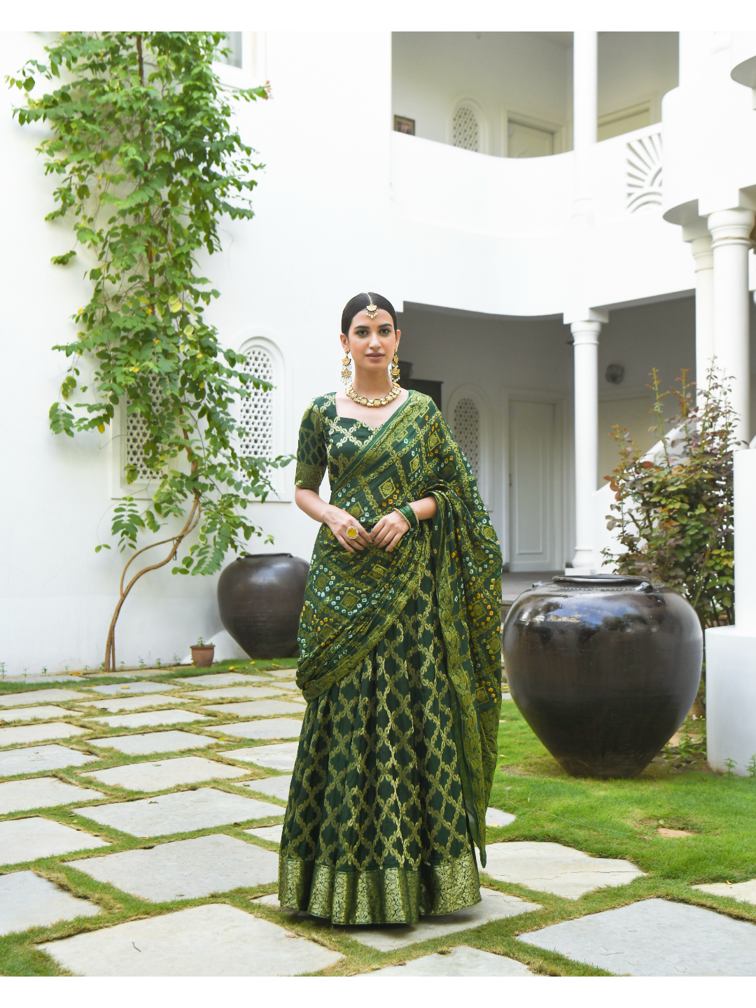 Green Banarsi Lehnga